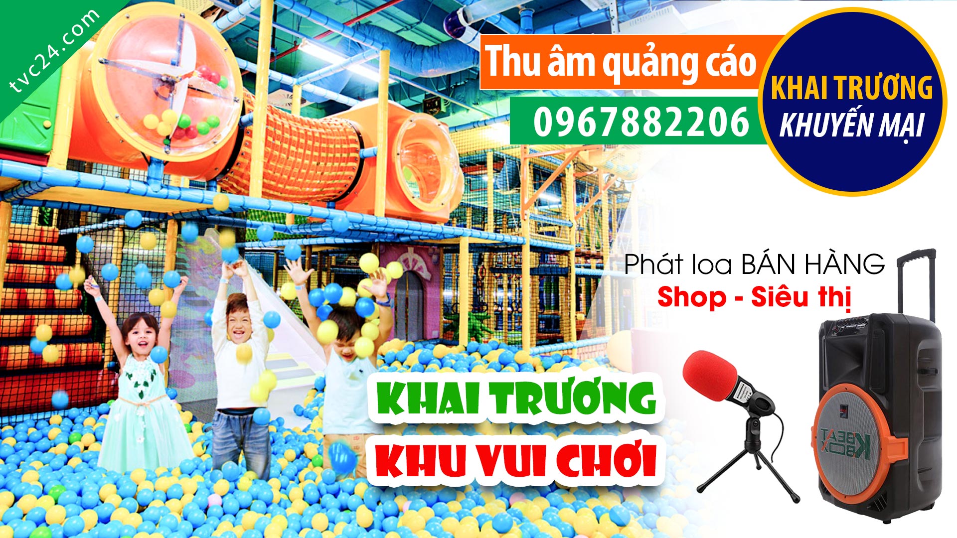 Thu âm khai trương khu vui chơi Susu Kids TVC24 đọc Khuyến mại