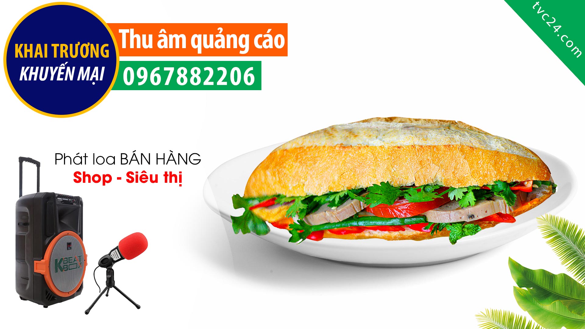 Thu âm khai trương tiệm Bánh mì cô Thoa MC đọc khuyến mại bán hàng