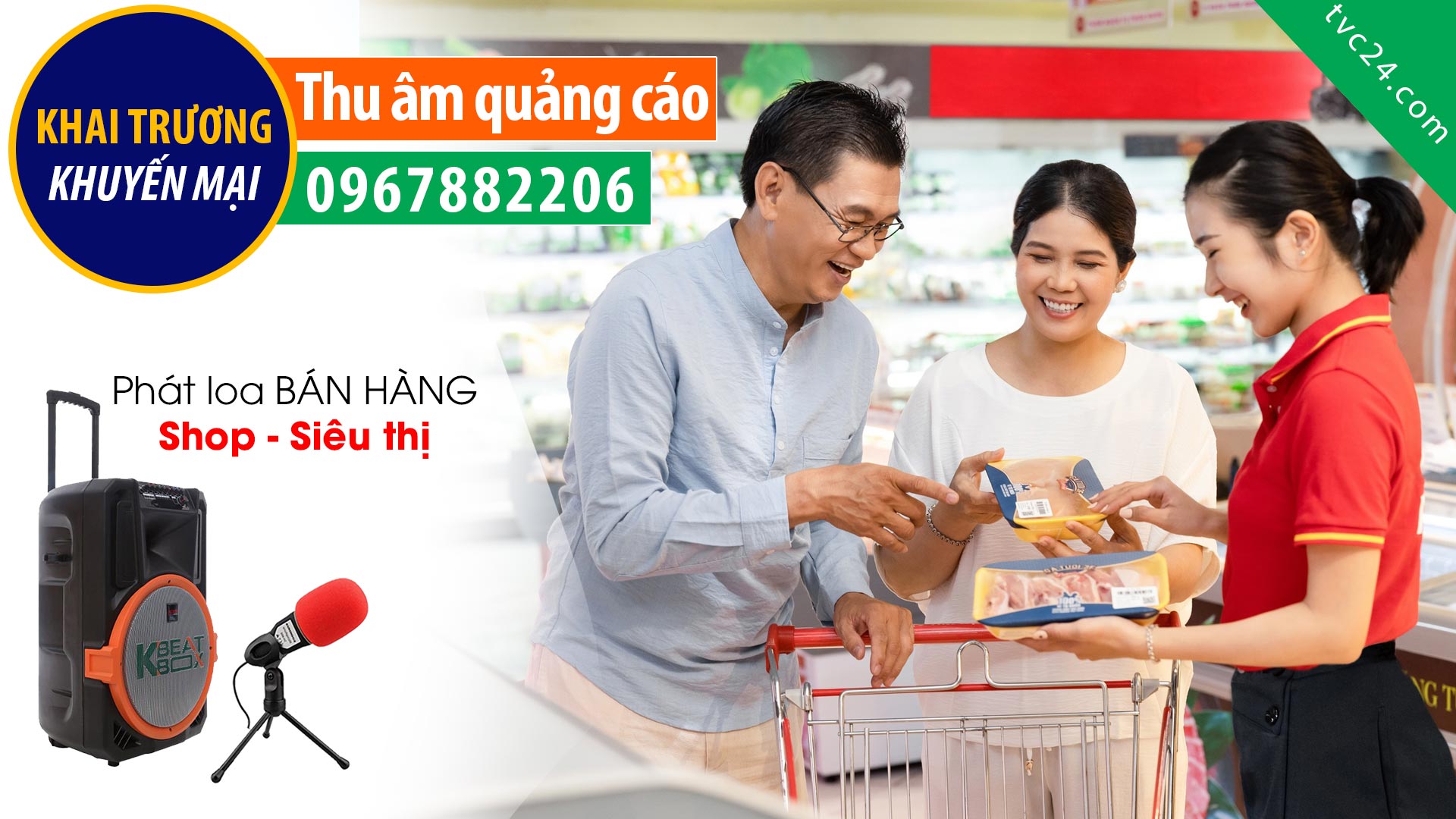 Thu âm Khai trương siêu thị Vinasamex mart TVC24 đọc Quảng cáo