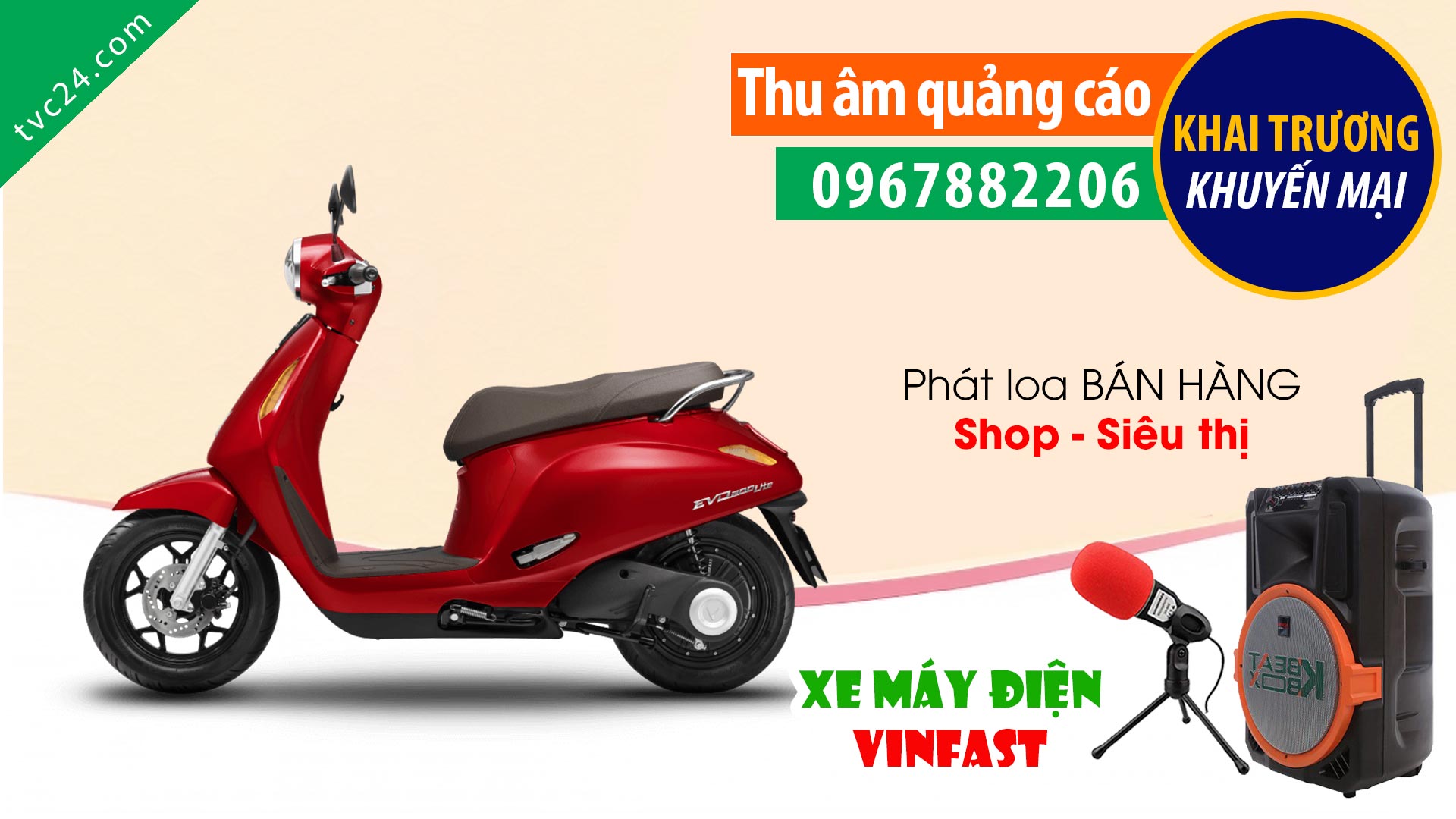  Thu âm quảng cáo xe máy điện Vinfast Việt Hùng TVC24 đọc Khai trương