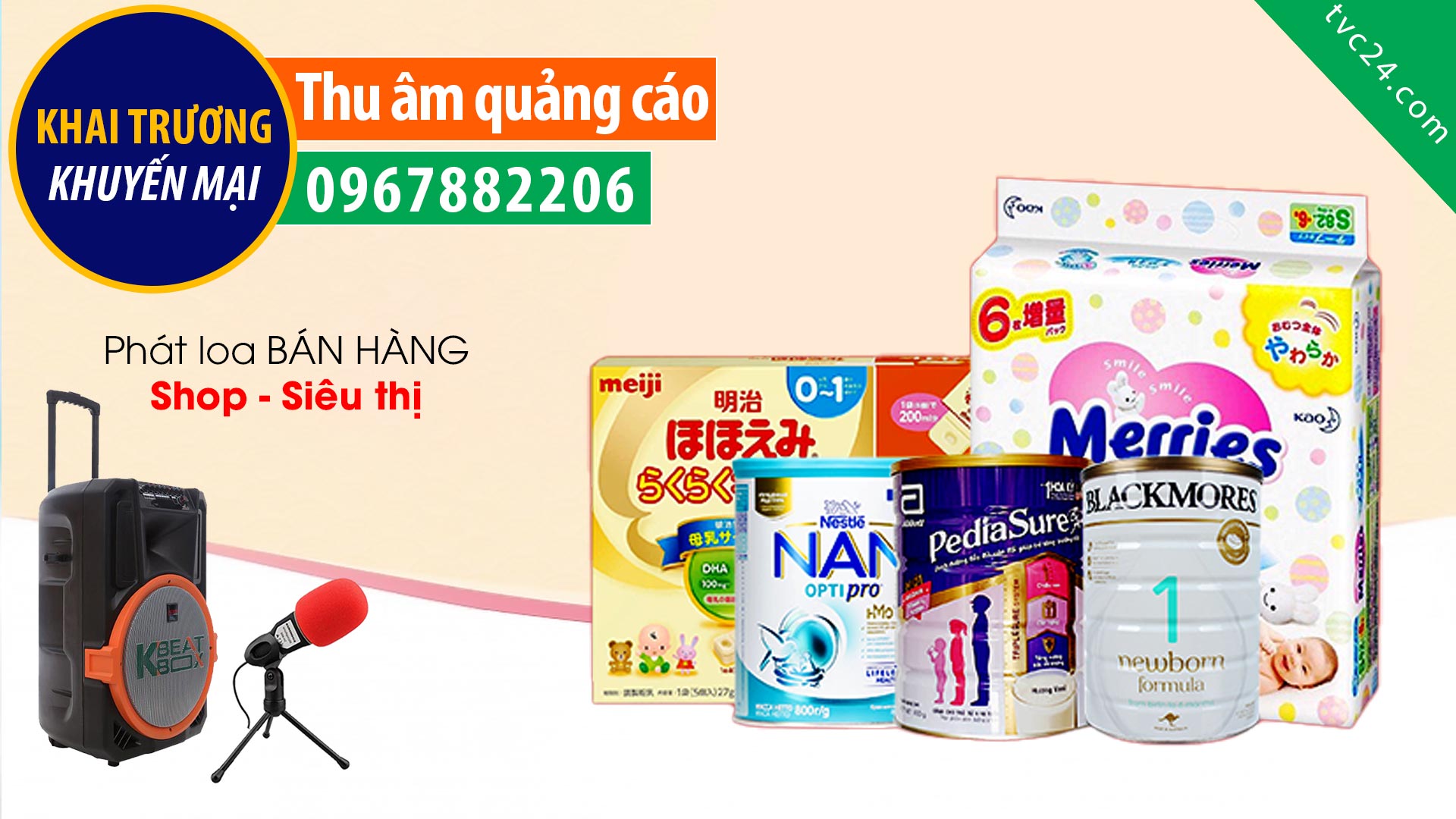  Thu âm quảng cáo khai trương Shop Bỉm sữa Minh Phượng baby
