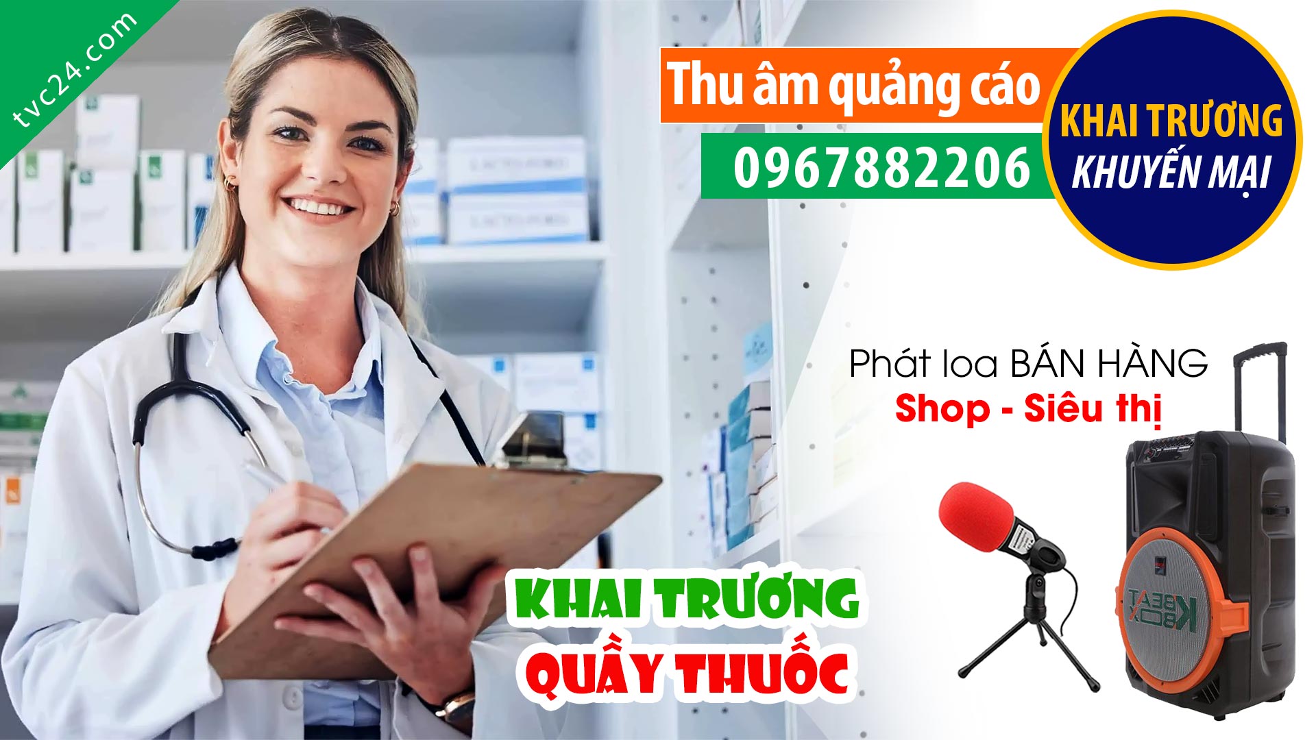 Ghi âm khai trương Quầy thuốc Thái Bình TVC24 đọc Quảng cáo