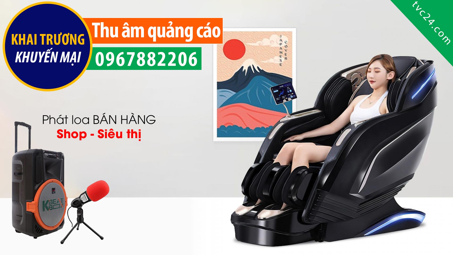 Thu âm ghế massage Okinawa Kiện Đức