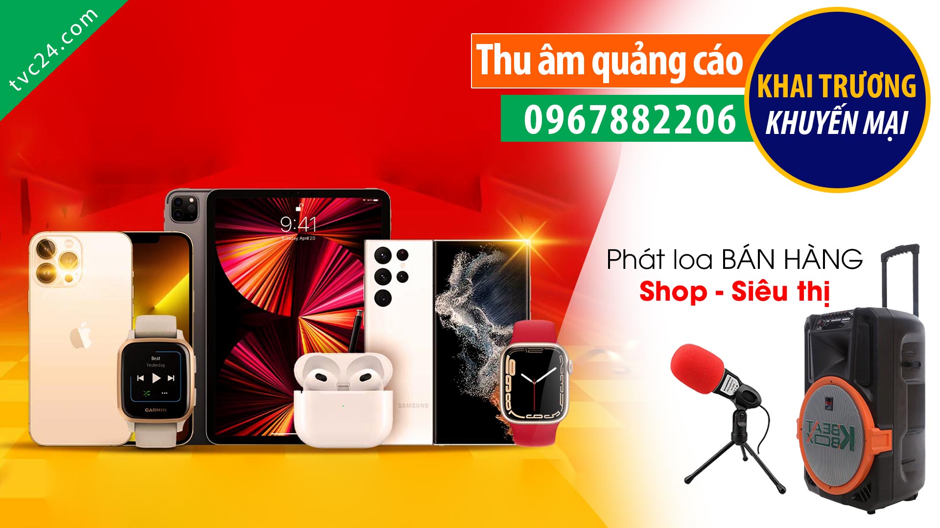 Thu âm quảng cáo khai trương khuyến mại cửa hàng điện thoại Đạt Nga mobile