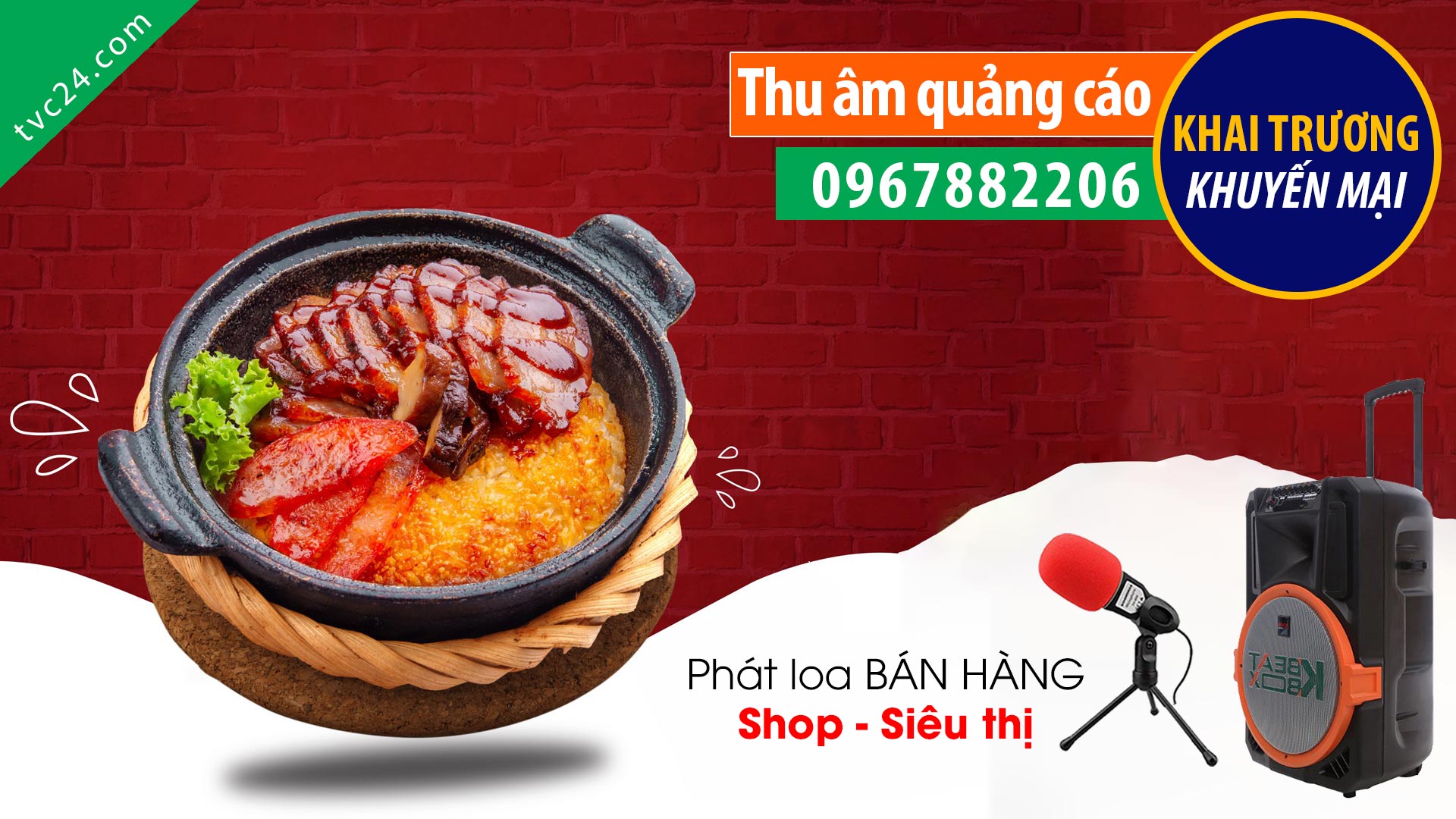 Thu âm khai trương cửa hàng cơm niêu Kombo Việt Trì TVC24 đọc Quảng cáo