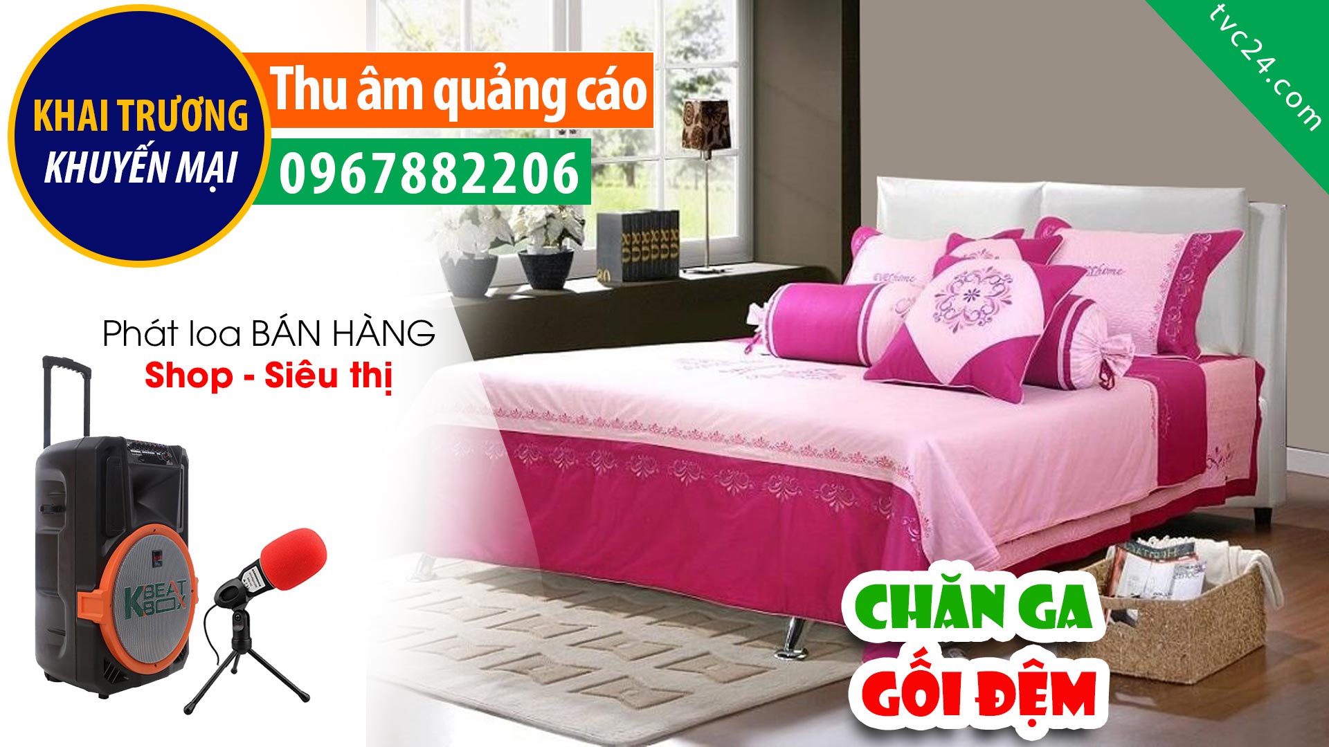 Thu âm quảng cáo cửa hàng chăn ga gối đệm Lộc Huế