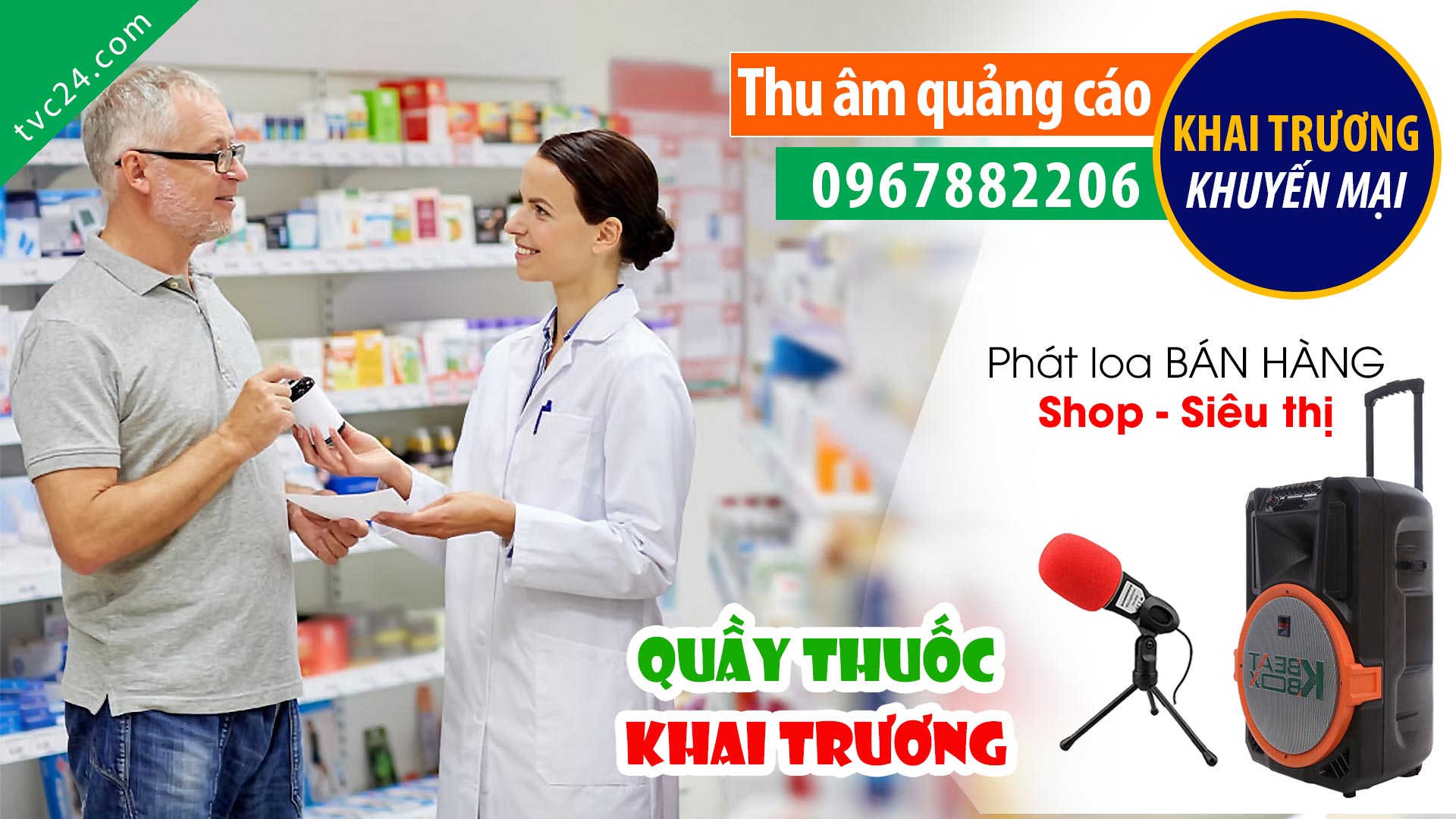 Thu âm Khai trương quầy thuốc Thiên An MC đọc Quảng cáo Khuyến mại