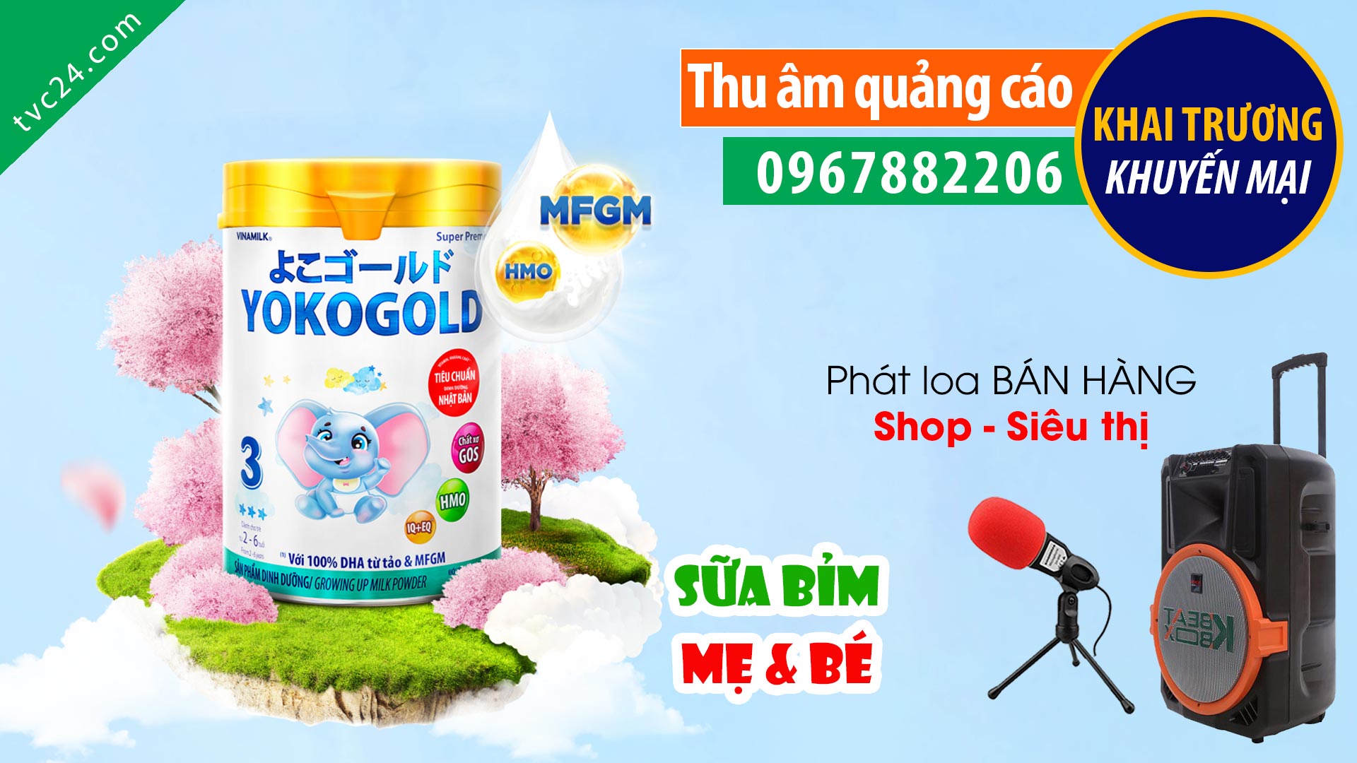 Thu âm Quảng cáo thế giới sữa Minh Ngọc TCV24 đọc Khai trương