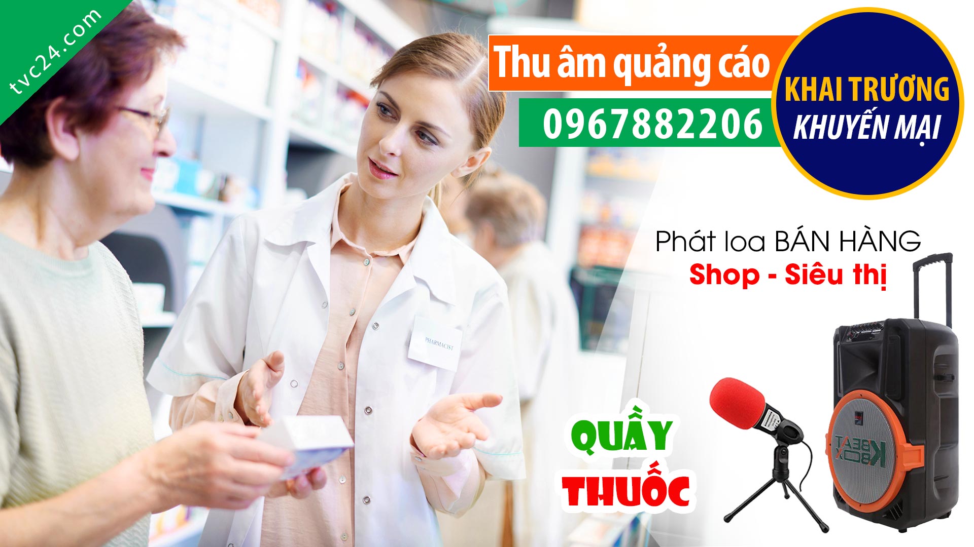  Thu âm khai trương Quầy Thuốc Thu Thu MC đọc Khuyến mại