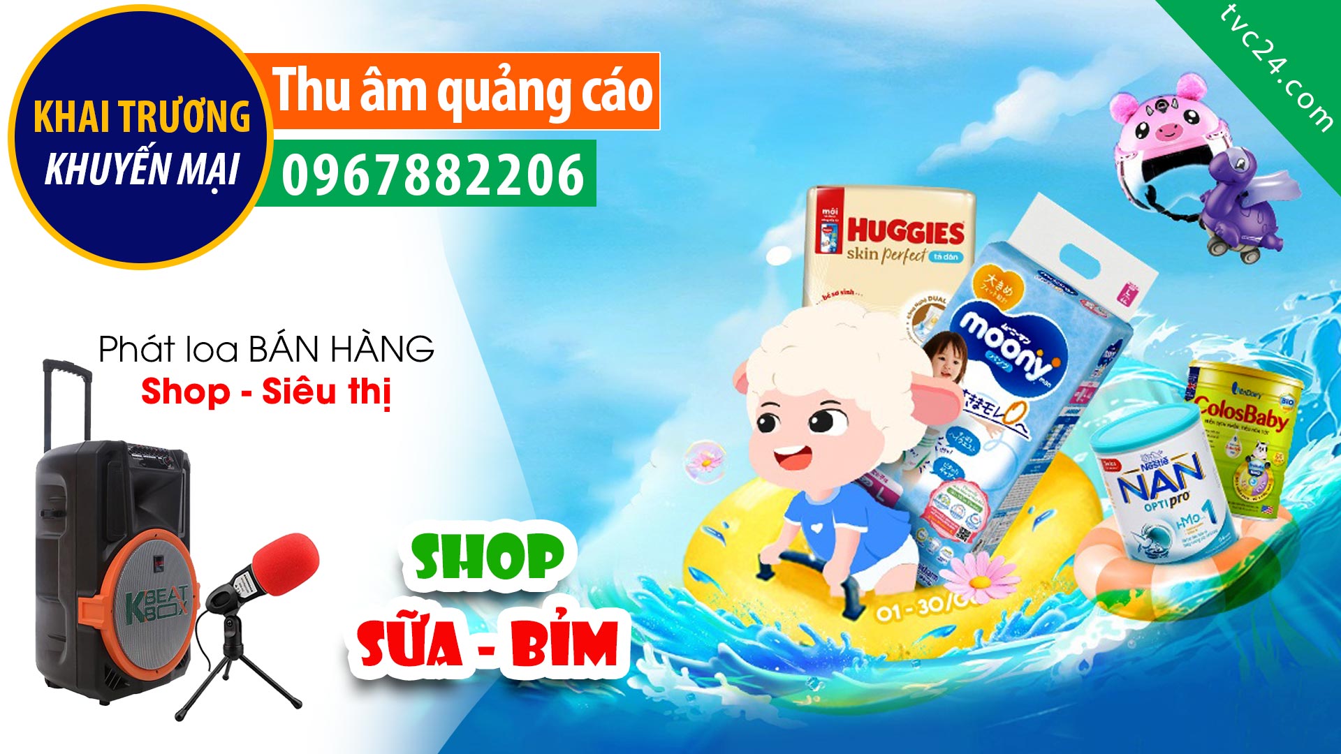 Thu âm QUẢNG CÁO Thế giới sữa bỉm Trang Ly TVC24 đọc KHAI TRƯƠNG hấp dẫn