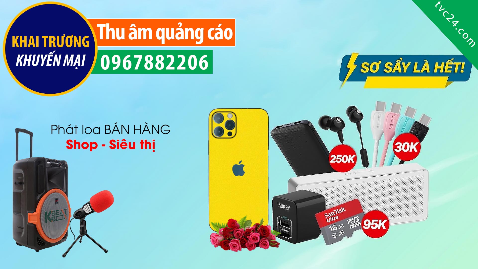 Thu âm Quảng cáo Khai trương cửa hàng điện thoại và phụ kiện Tuấn My Mobile