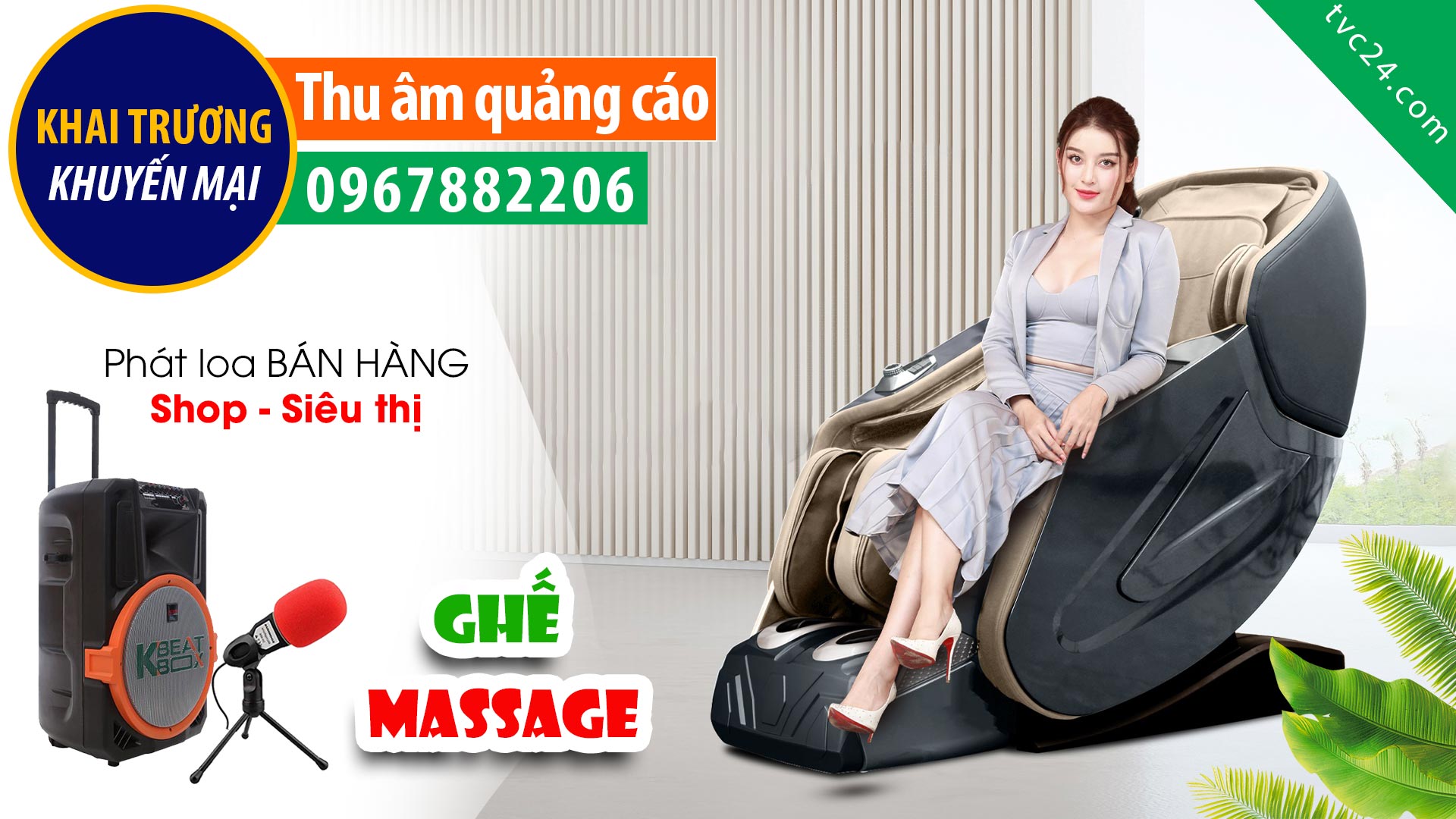 Thu âm Quảng cáo cửa hàng ghế massage Okinawa Thanh Hóa MC đọc Khai trương