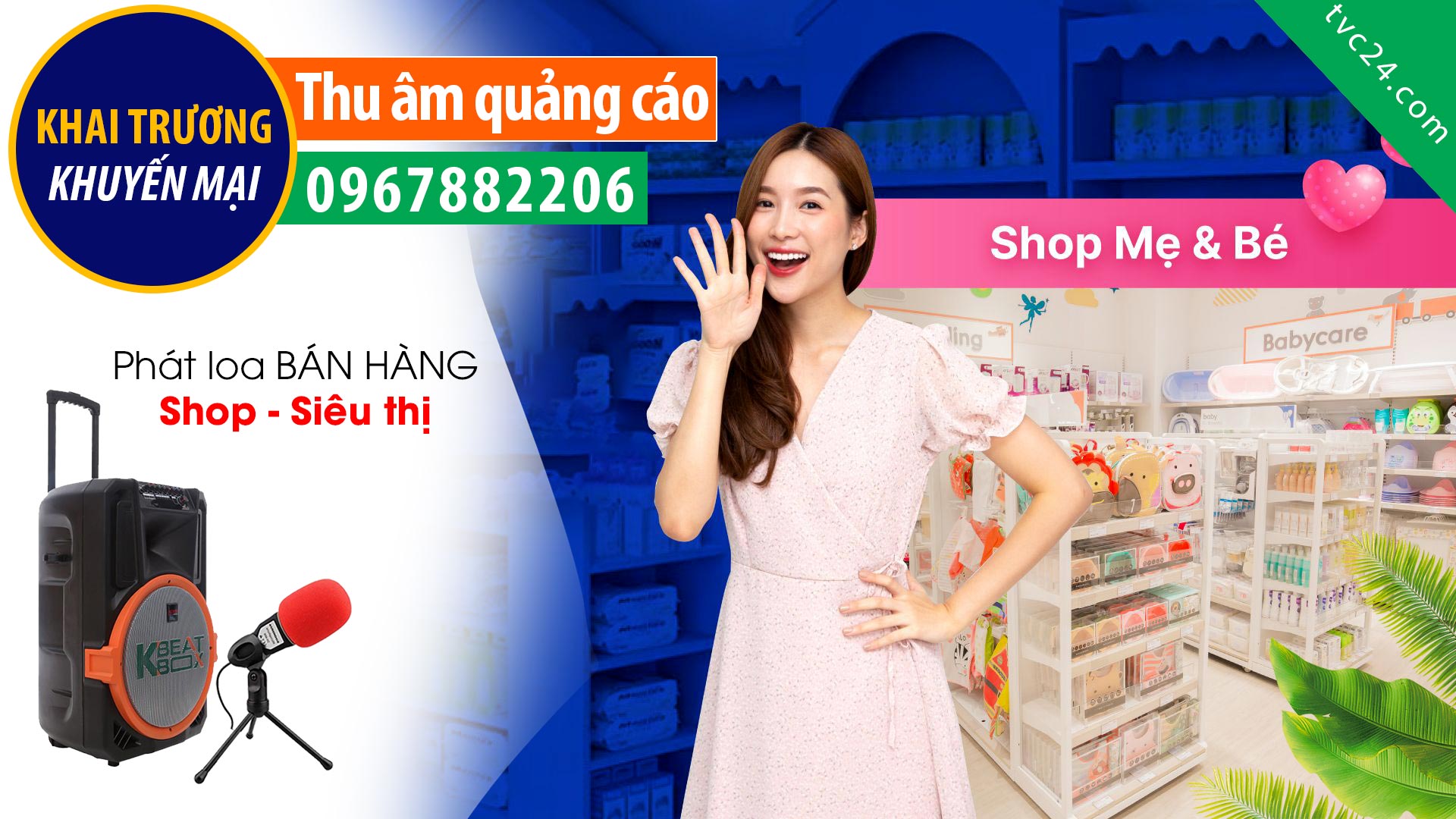 Thu âm Khai trương shop bỉm sữa Baby Shark MC đọc Quảng cáo