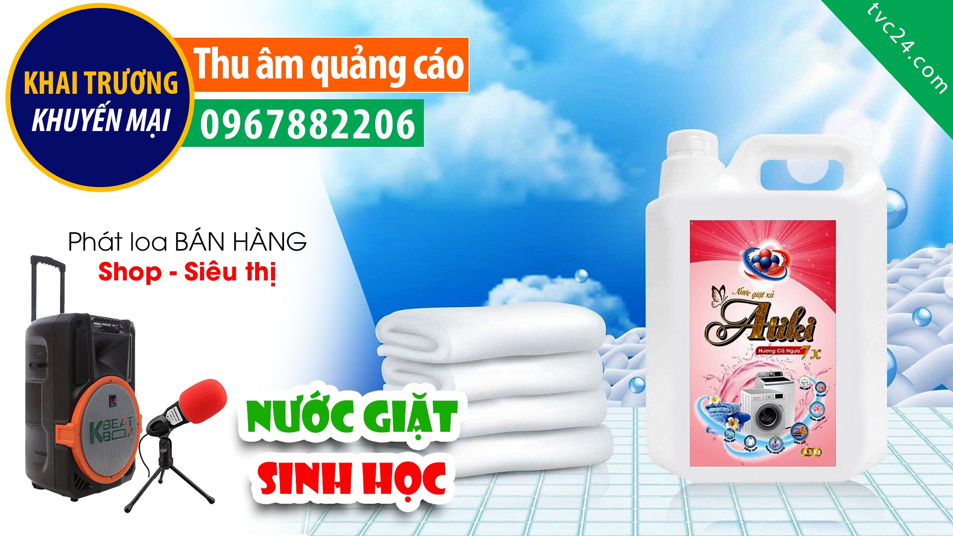  Thu âm Quảng cáo Nước giặt sữa giặt Kaisa MC đọc Khuyến mại