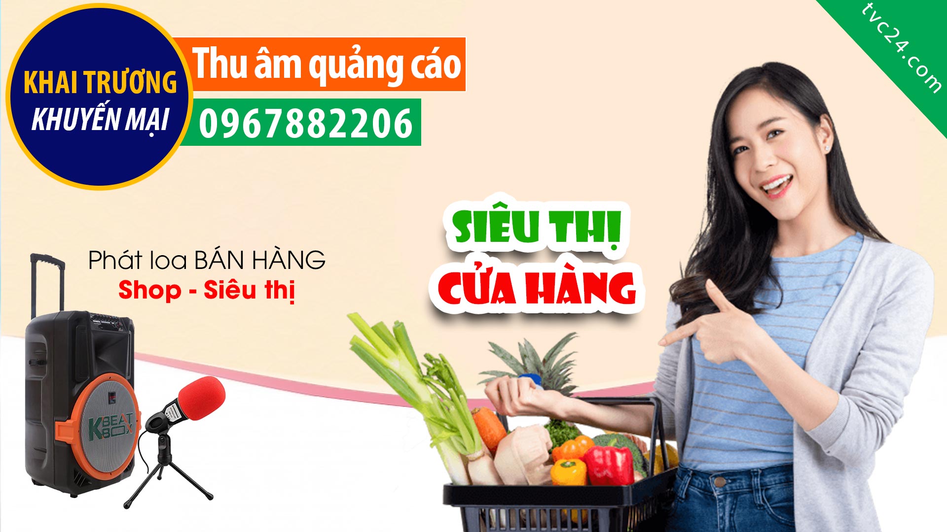  Thu âm Khai trương siêu thị HS Mart TVC24 đọc Quảng cáo