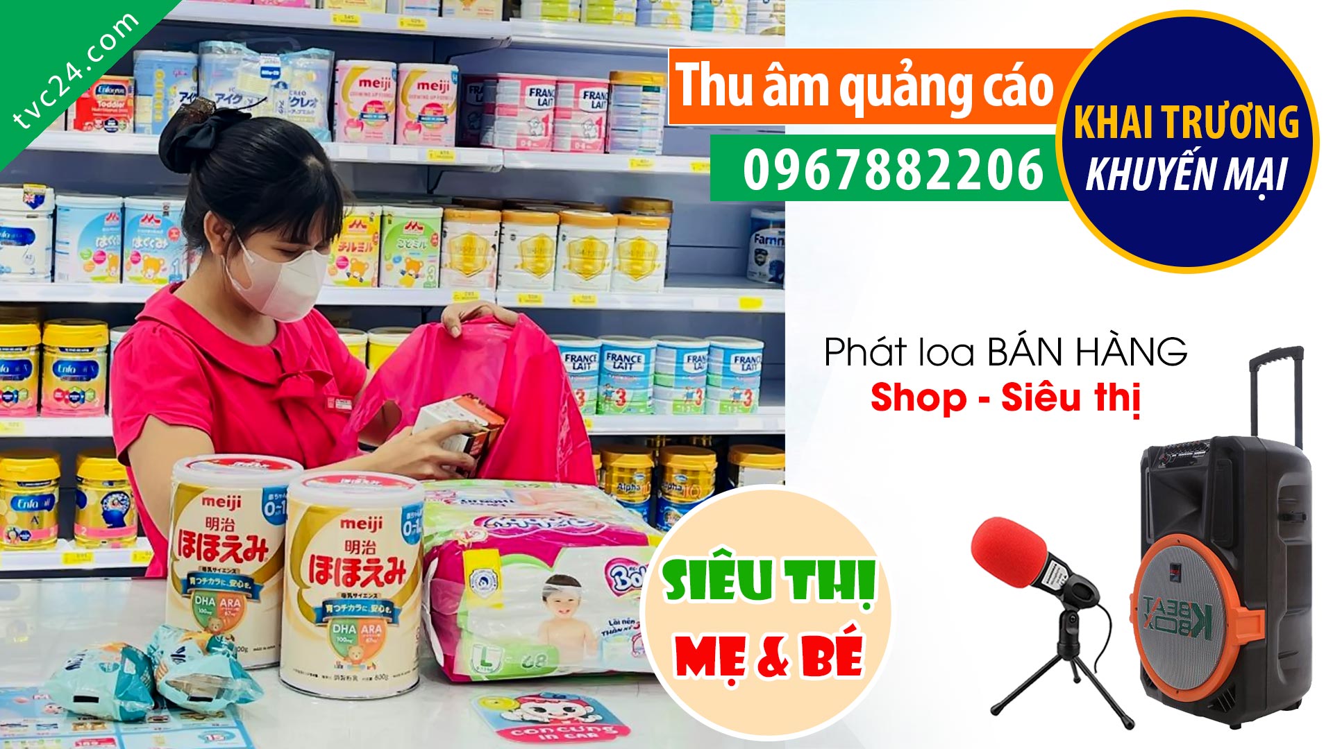  Thu âm Quảng cáo khai trương siêu thị mẹ và bé Hero mil