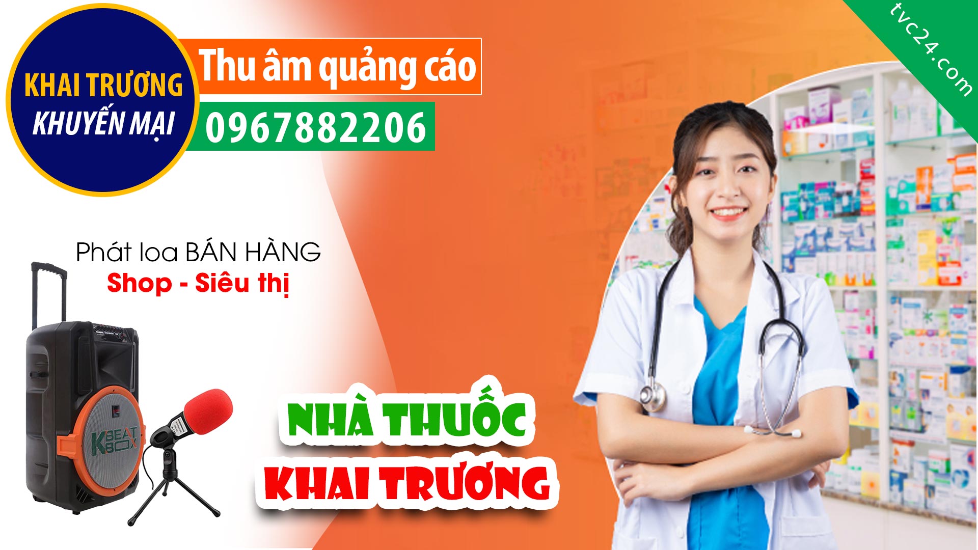 Thu âm khai trương nhà thuốc Nguyễn Bích Thảo MC đọc Khuyến mại cực hấp dẫn