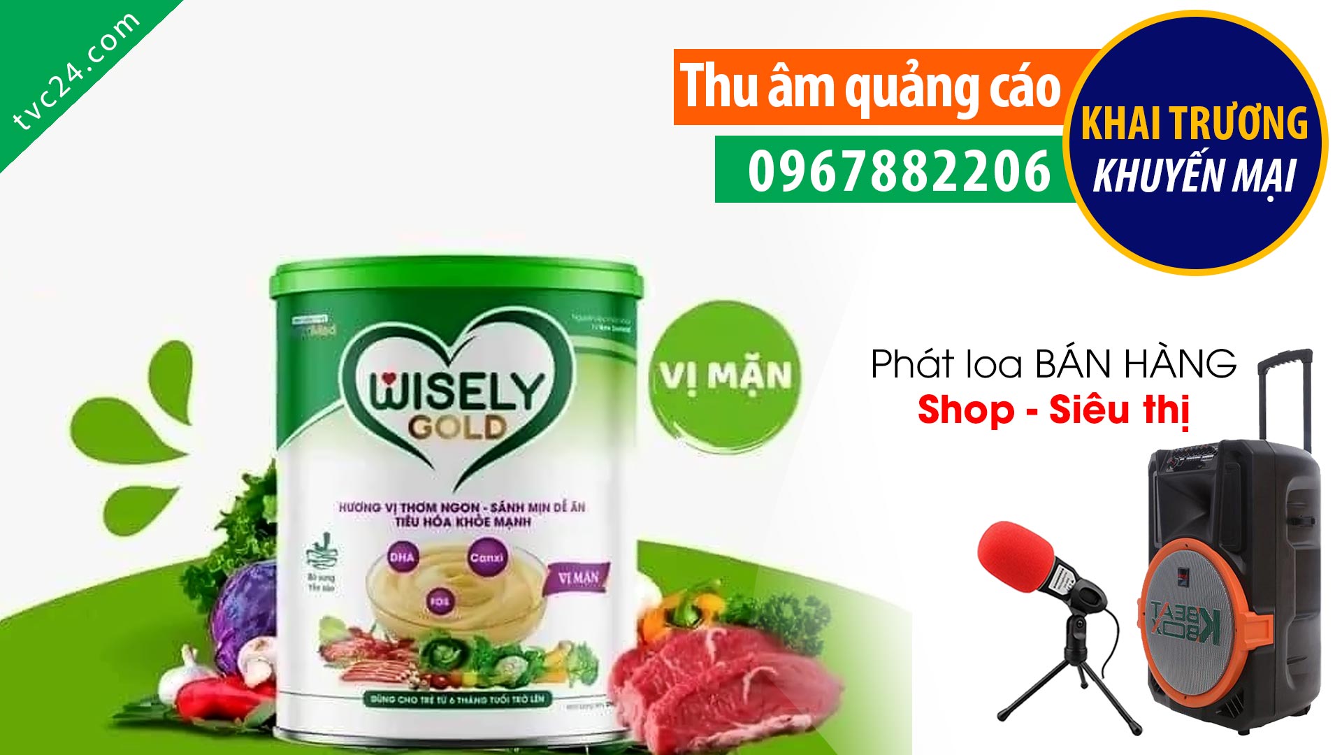  Thu âm Quảng cáo Khai trương khuyến mại cửa hàng sữa bột Wisely