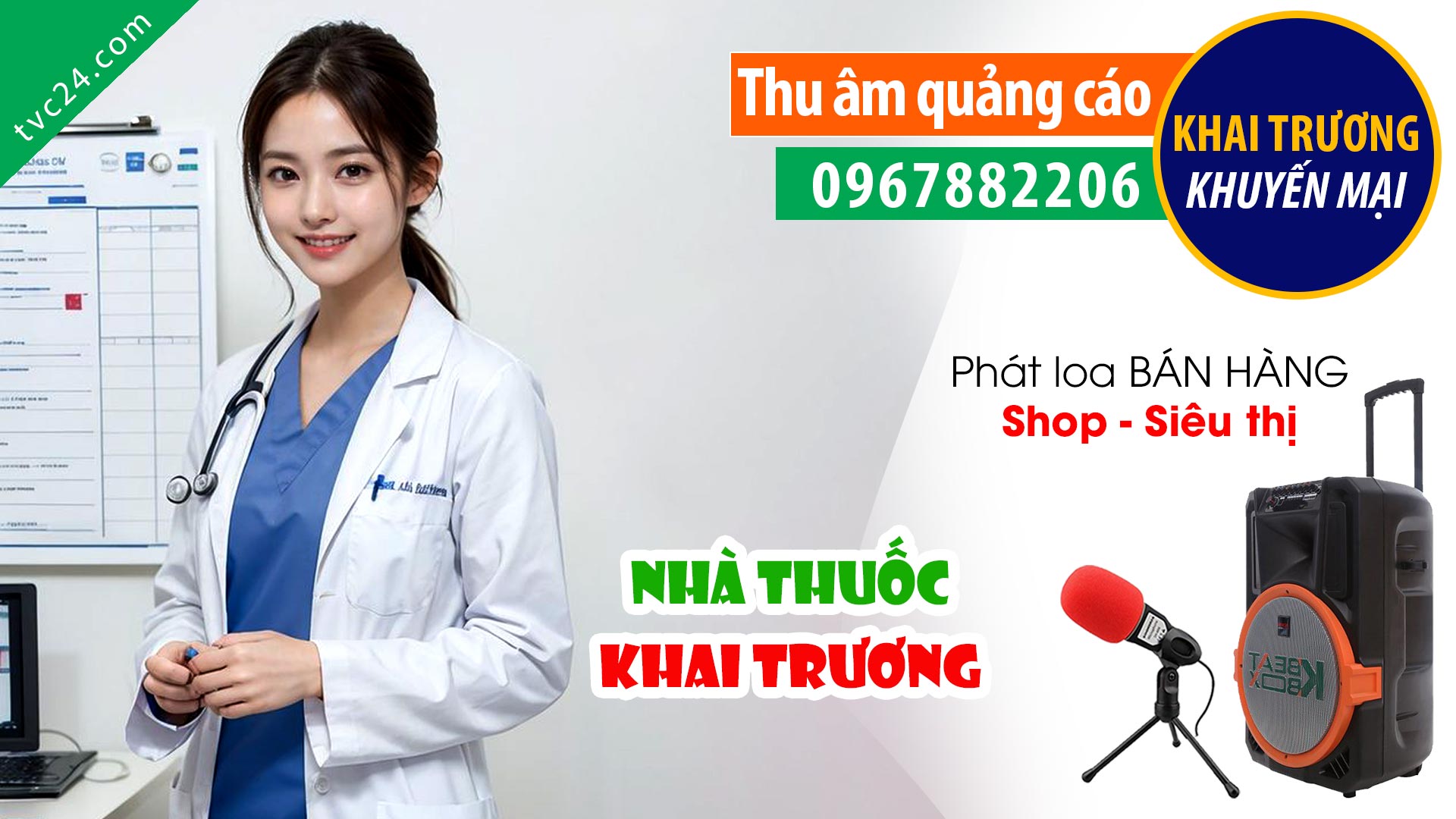  Thu âm khai trương nhà thuốc Minh Châu 19 MC đọc khuyến mại