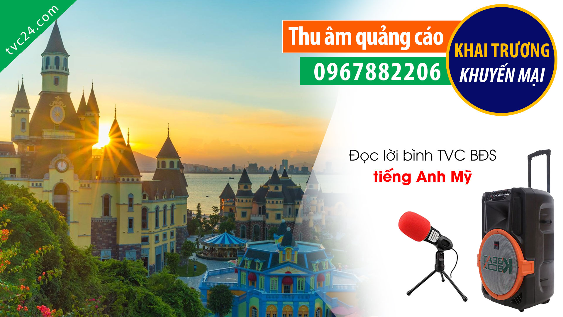 Thu âm lời bình tiếng Anh Mỹ dự án BĐS Vinpearl Nha Trang TVC24