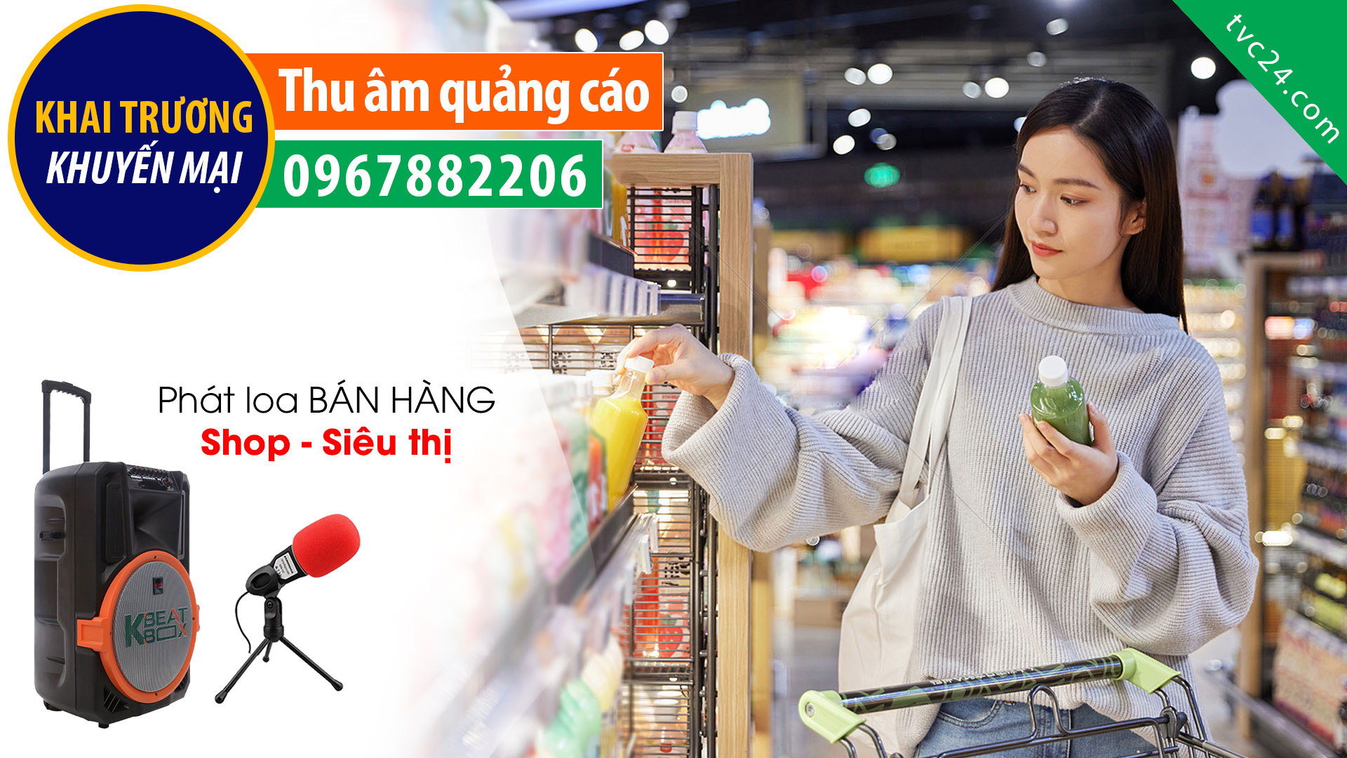 Thu âm quảng cáo khai trương siêu thị BT mart