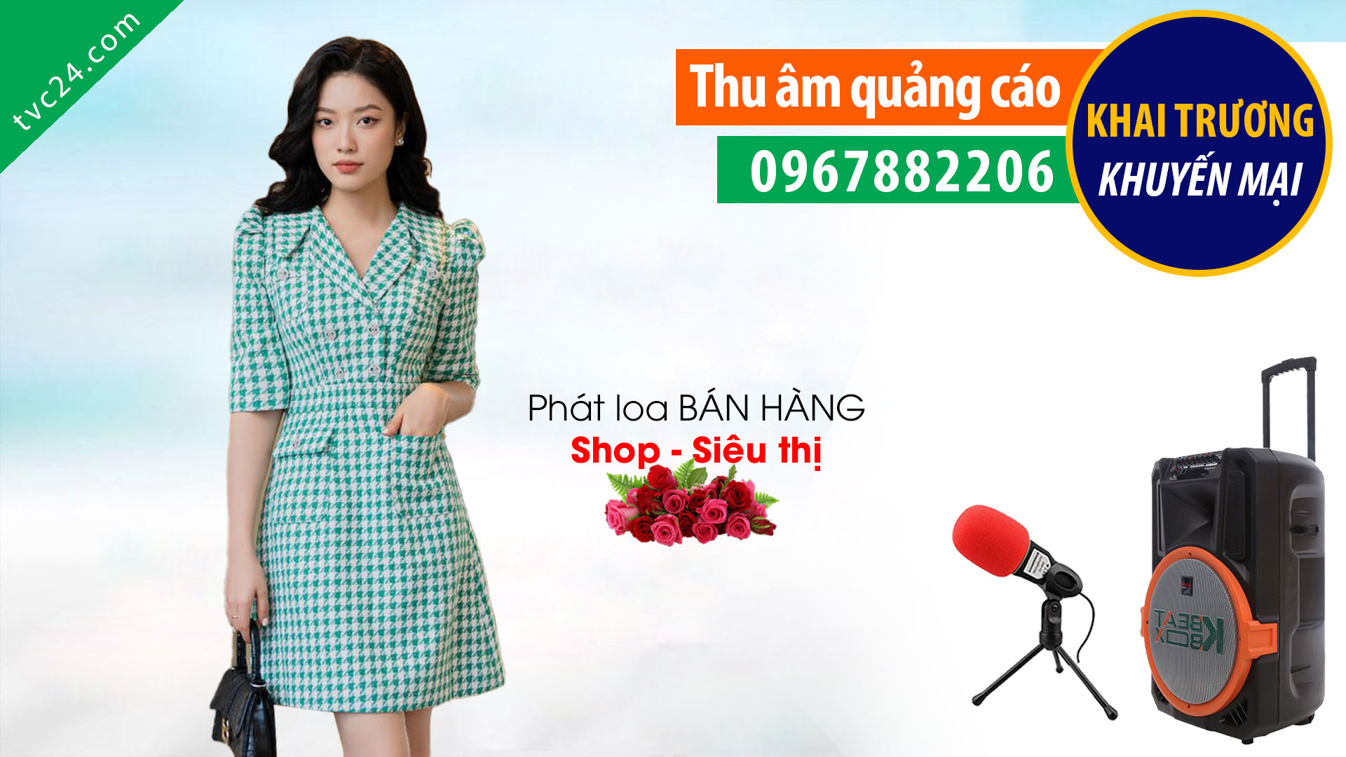 Thu âm khai trương thời trang Orchid Hiệp Hòa MC nữ đọc quảng cáo