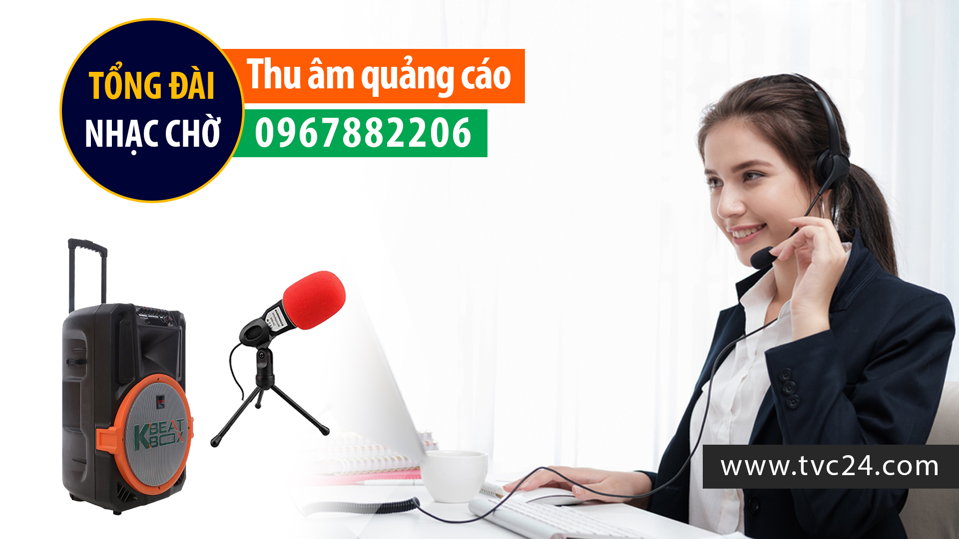 Thu âm nhạc chờ doanh nghiệp công ty vận tải Huệ Duy MC đọc quảng cáo 0967882206