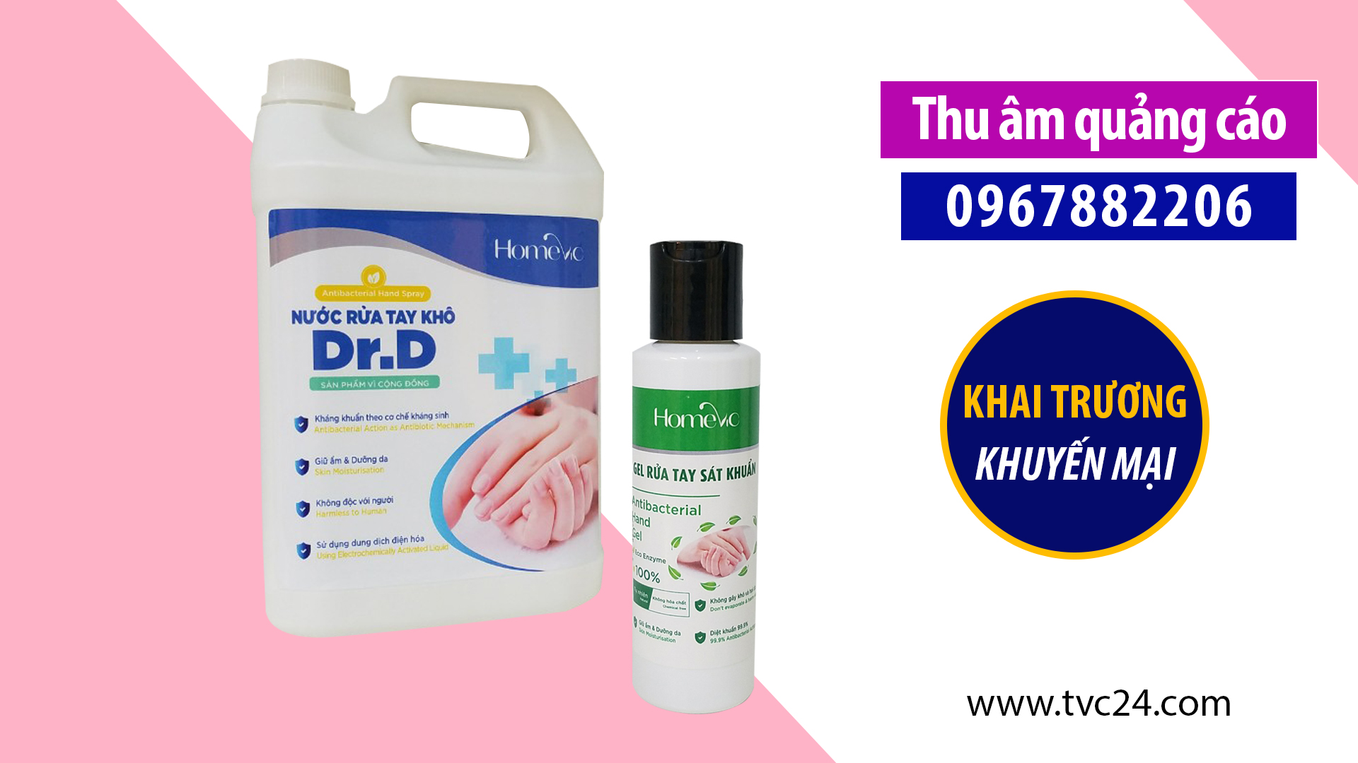 Thu âm quảng cáo Nước rửa tay khô Dr.D
