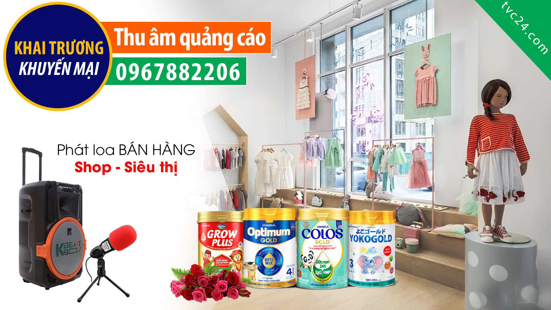 Ghi âm khai trương shop mẹ và bé Vinh Hiền MC Nữ TVC24