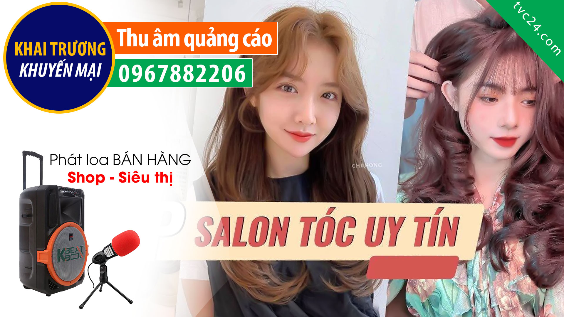 Thu âm quảng cáo Viện tóc và spa Quốc Việt TVC24 đọc Khuyến mại phát loa