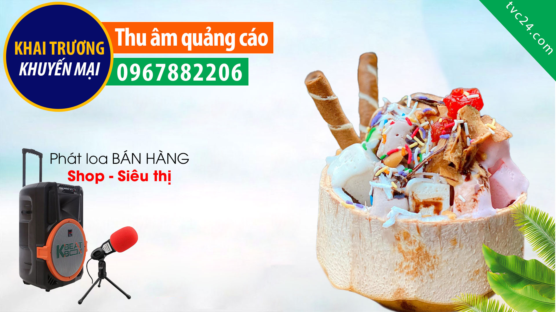 Thu âm quảng cáo bán hàng Kem dừa Thái Lan MC Nữ TVC24