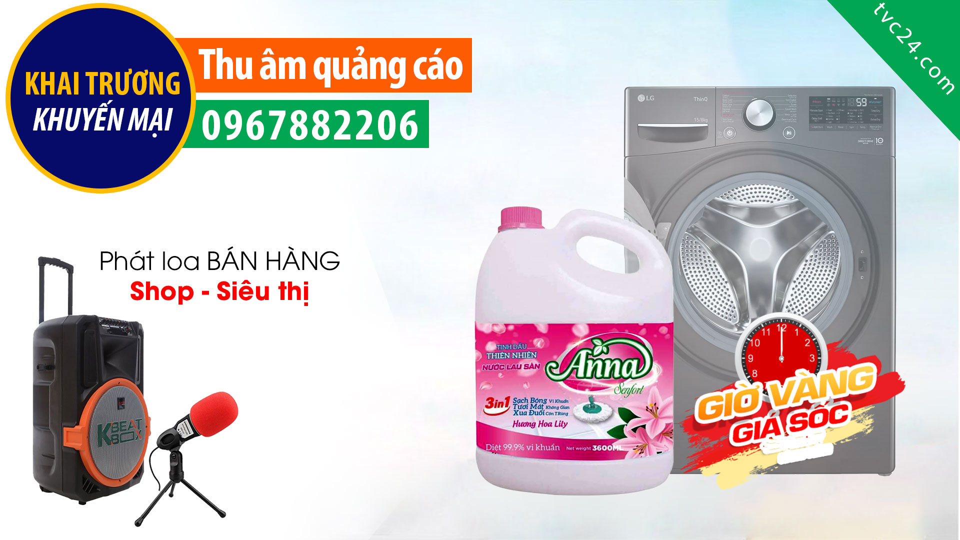 Thu âm quảng cáo nước giặt Anna pro MC phát thanh TVC24