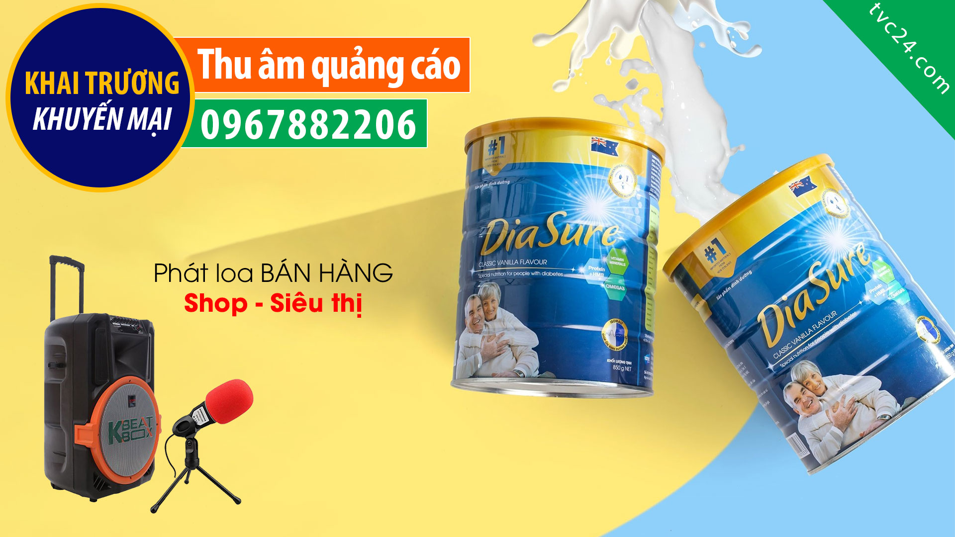 Thu âm quảng cáo sữa Diasure TVC24 đọc lời bình hấp dẫn