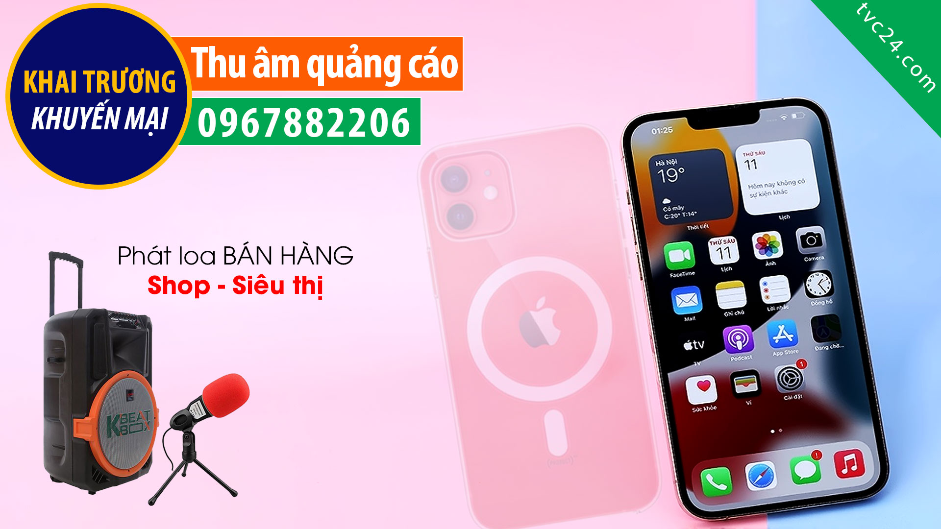 Thu âm khai trương cửa hàng bán phụ kiện điện thoại Phúc Mobile