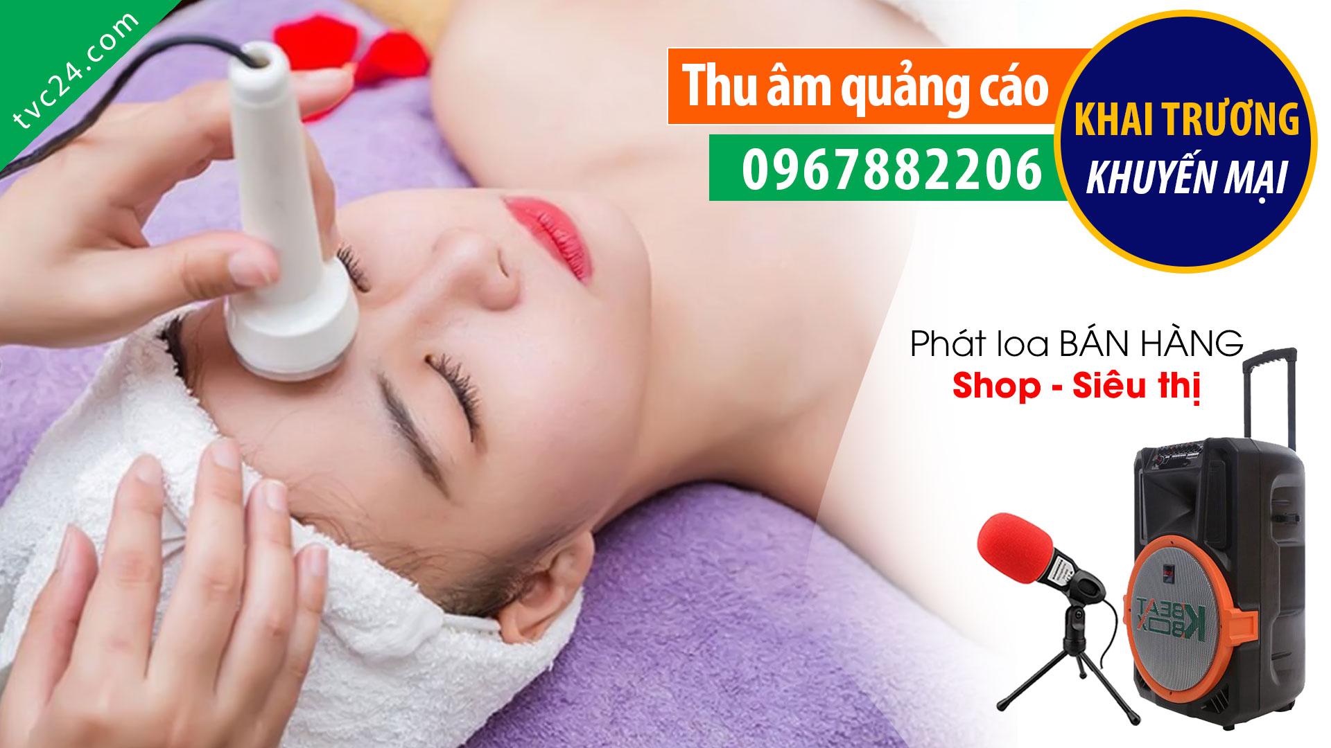 Thu âm quảng cái khai trương Nụ spa MC nữ TVC24 đọc khuyến mại