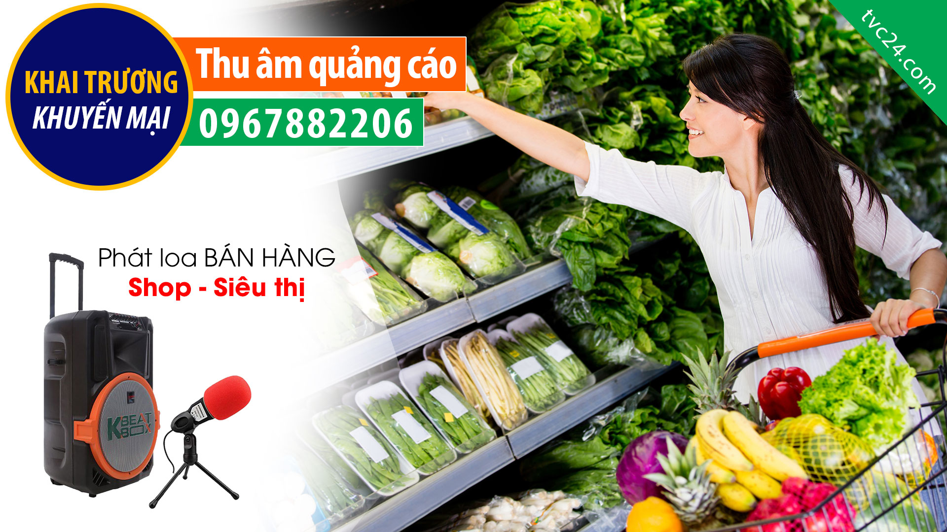 Thu âm khai chương siêu thị Savin Mart TVC24 đọc phát loa Hấp dẫn