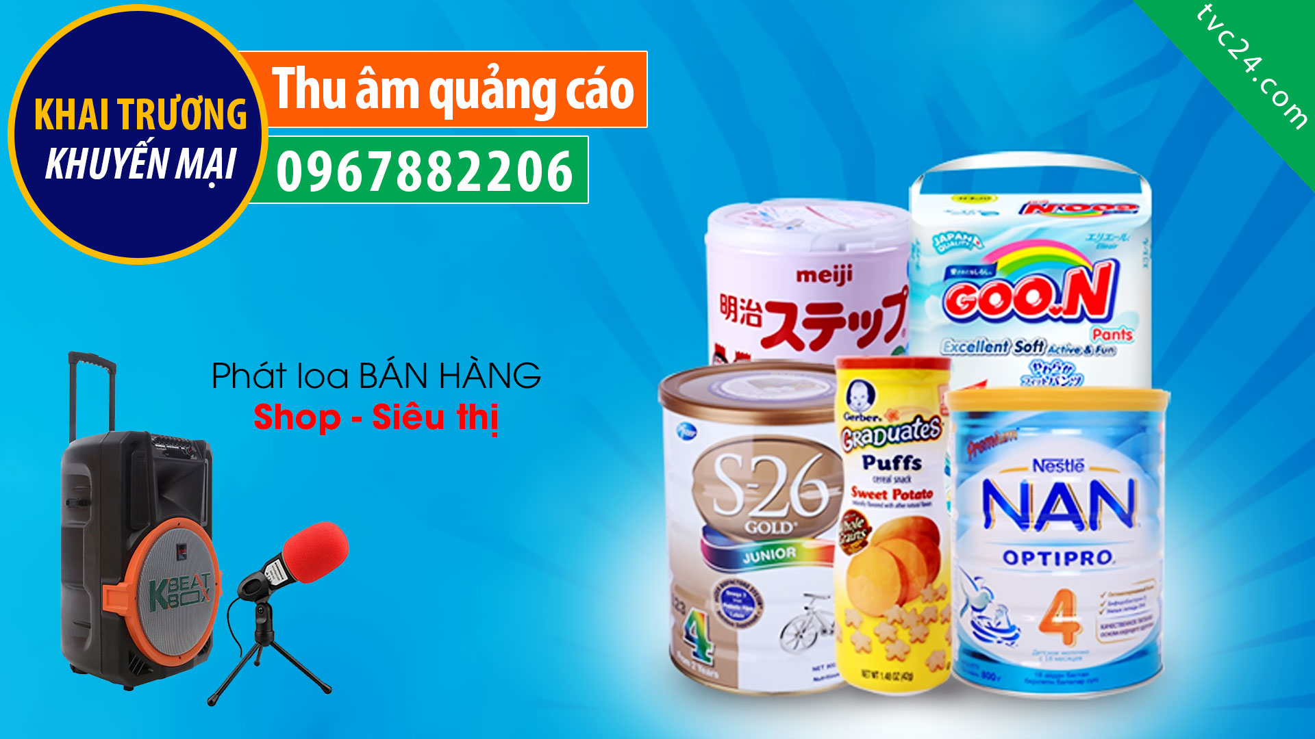 Thu âm quảng cáo shop Bỉm sữa Bảo Châu TVC24 đọc phát loa Khuyến mại cực hay