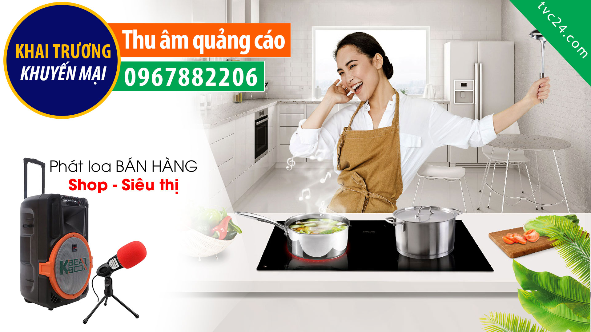 Thu âm quảng cáo thiết bị nhà bếp Quân Đoàn Book đọc TVC24