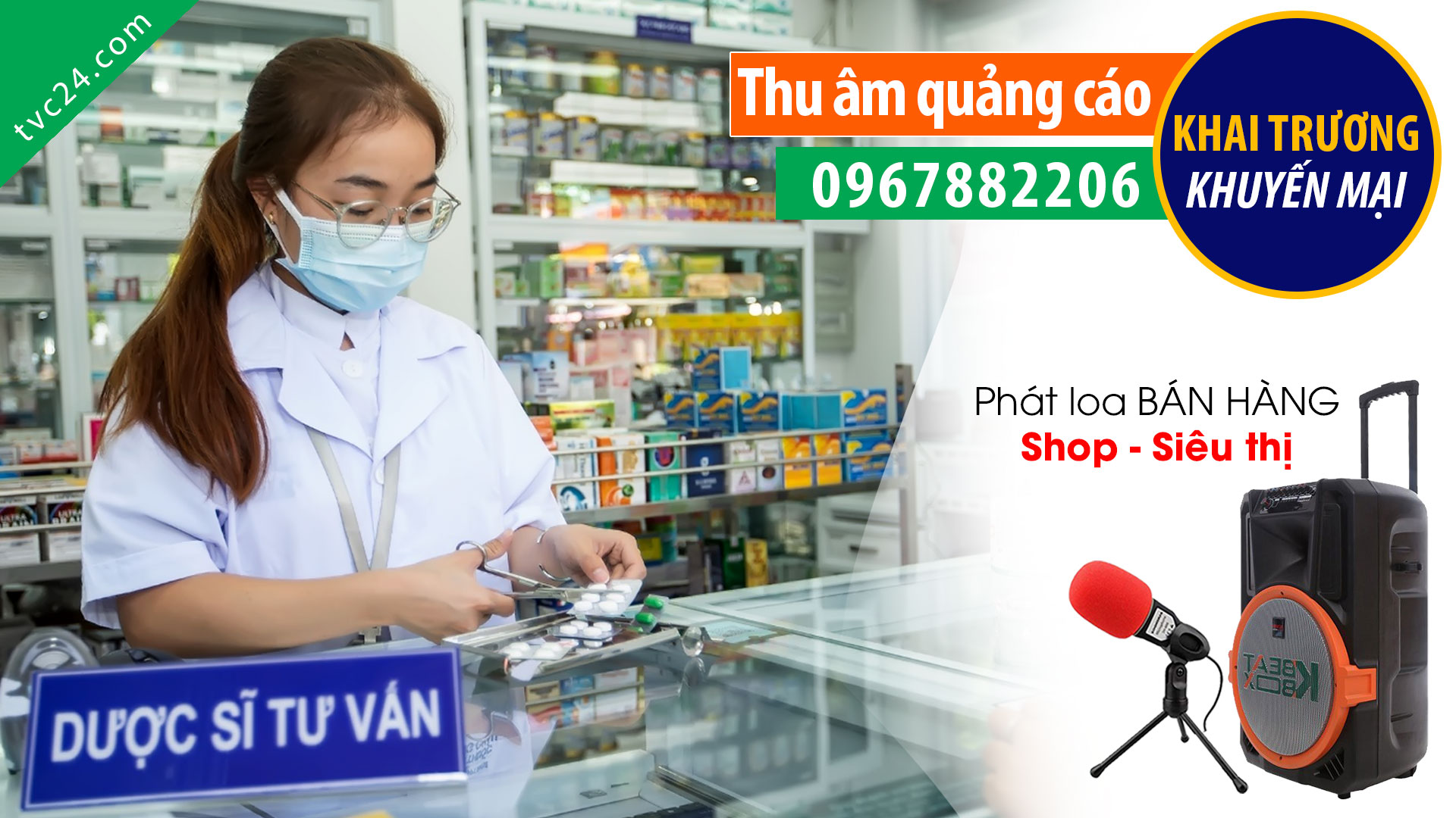 Thu âm khai trương Nhà thuốc Phương Huyền TVC24 đọc quảng cáo