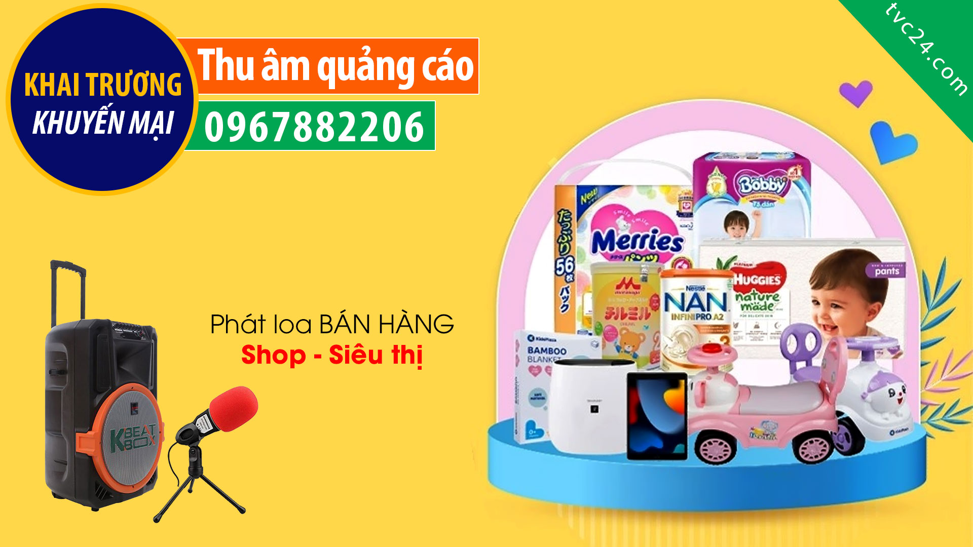 Thu âm quảng cáo Thế giới sữa bỉm 360 TVC24 đọc cực hay giá cực tốt