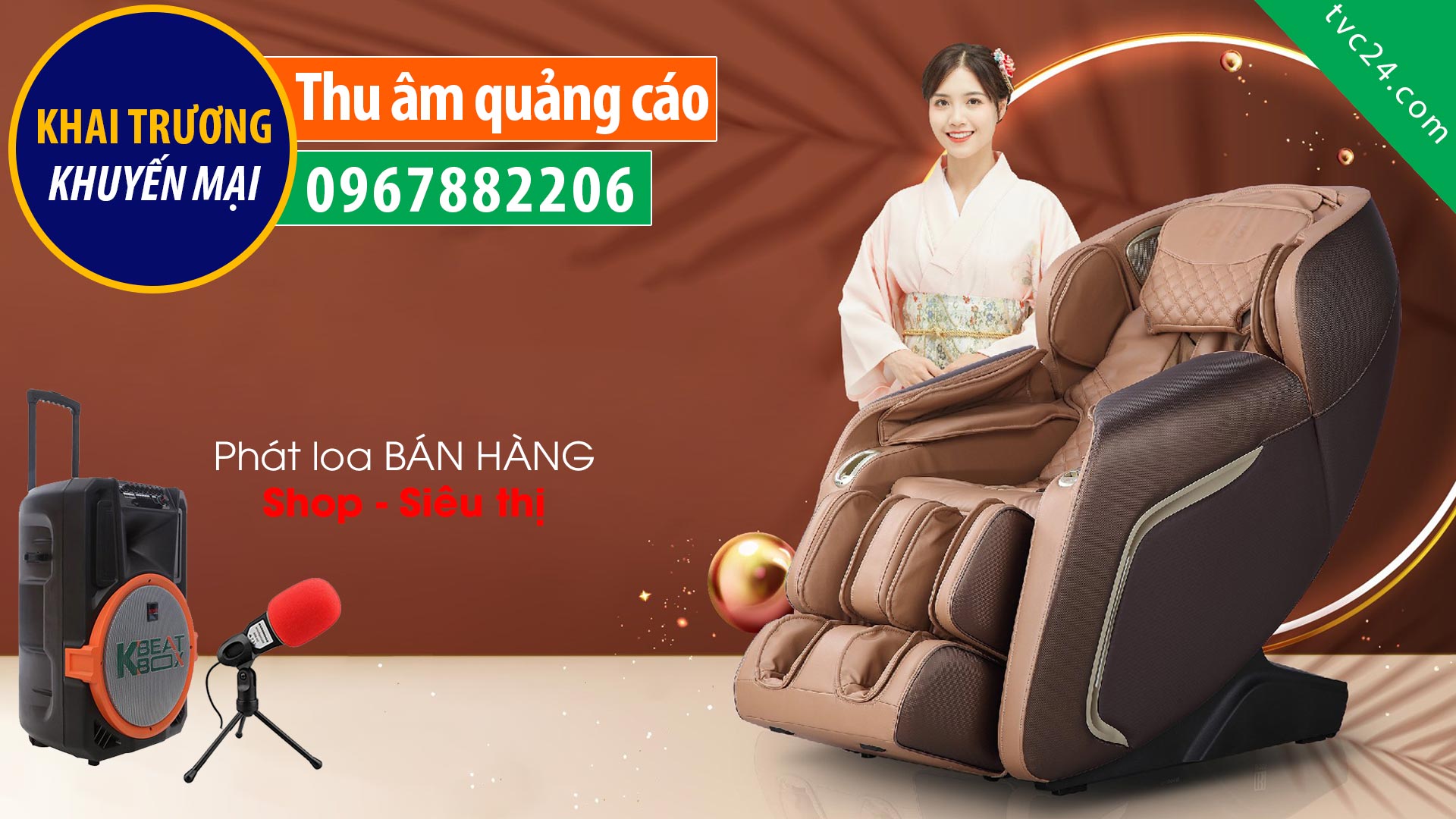 Thu âm quảng cáo bán hàng ghế Massage Núi Sập TVC24 đọc phát Loa