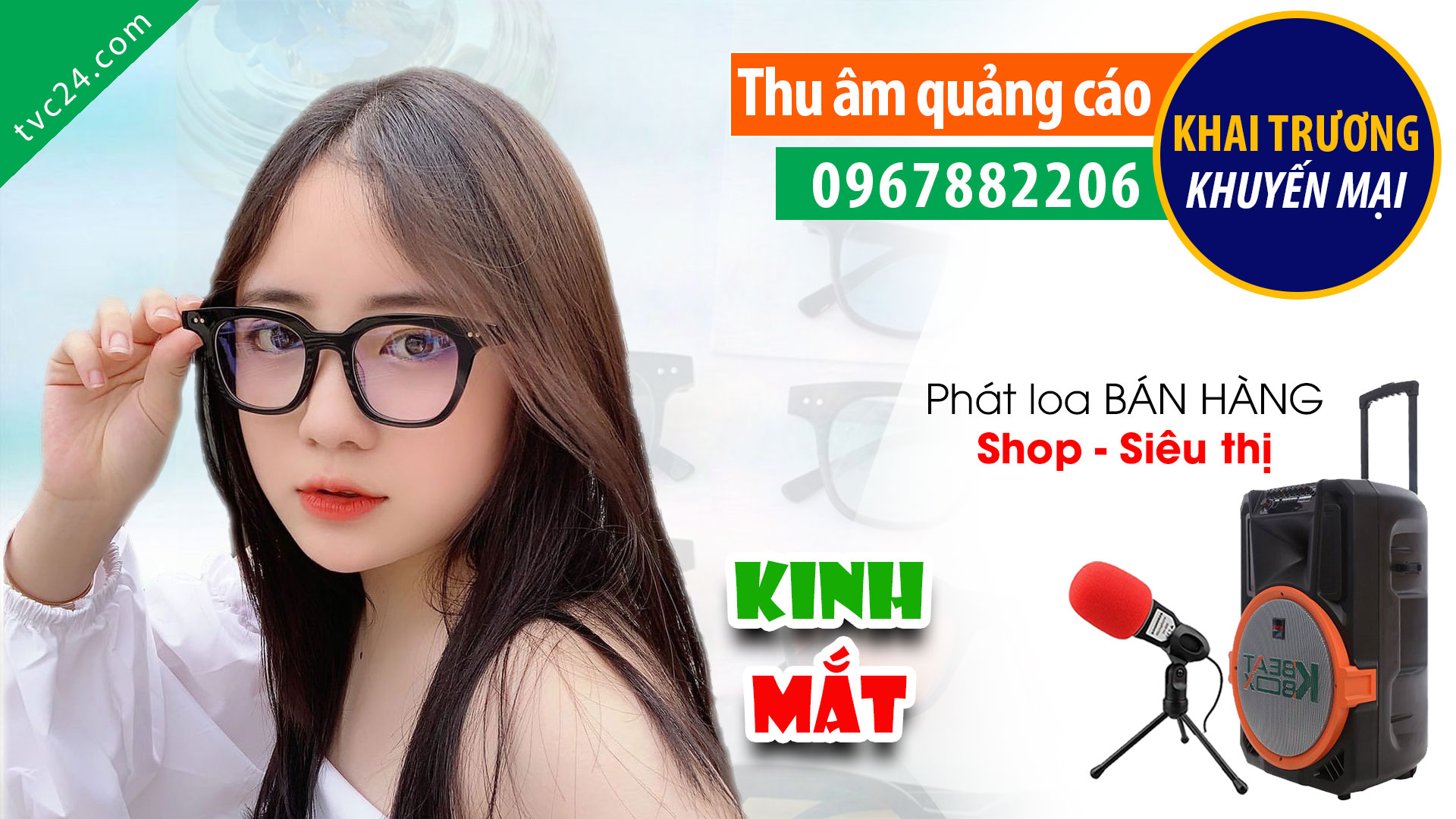 Thu âm quảng cái khai trương cửa hàng kính mắt Solana MC nữ Cực đỉnh