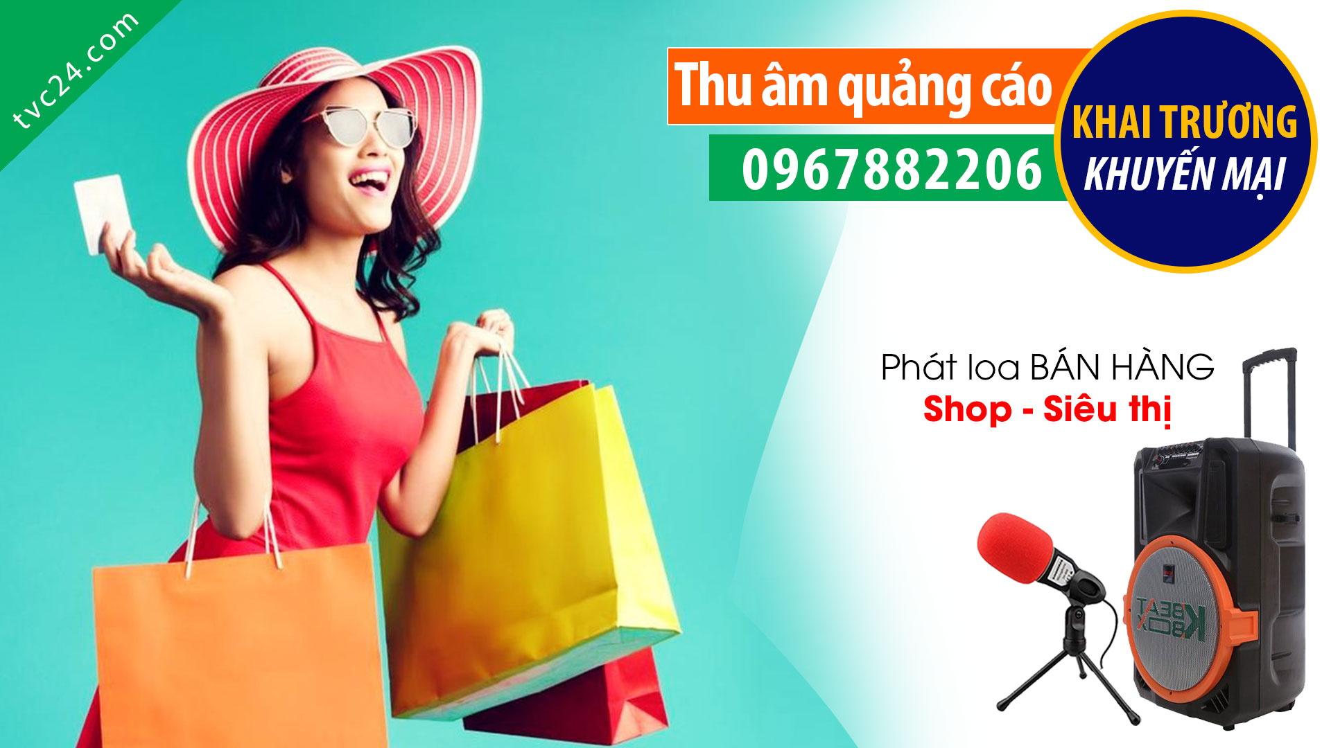 Thu âm khai truong shop thời trang Chí Đức TVC24 đọc phát loa