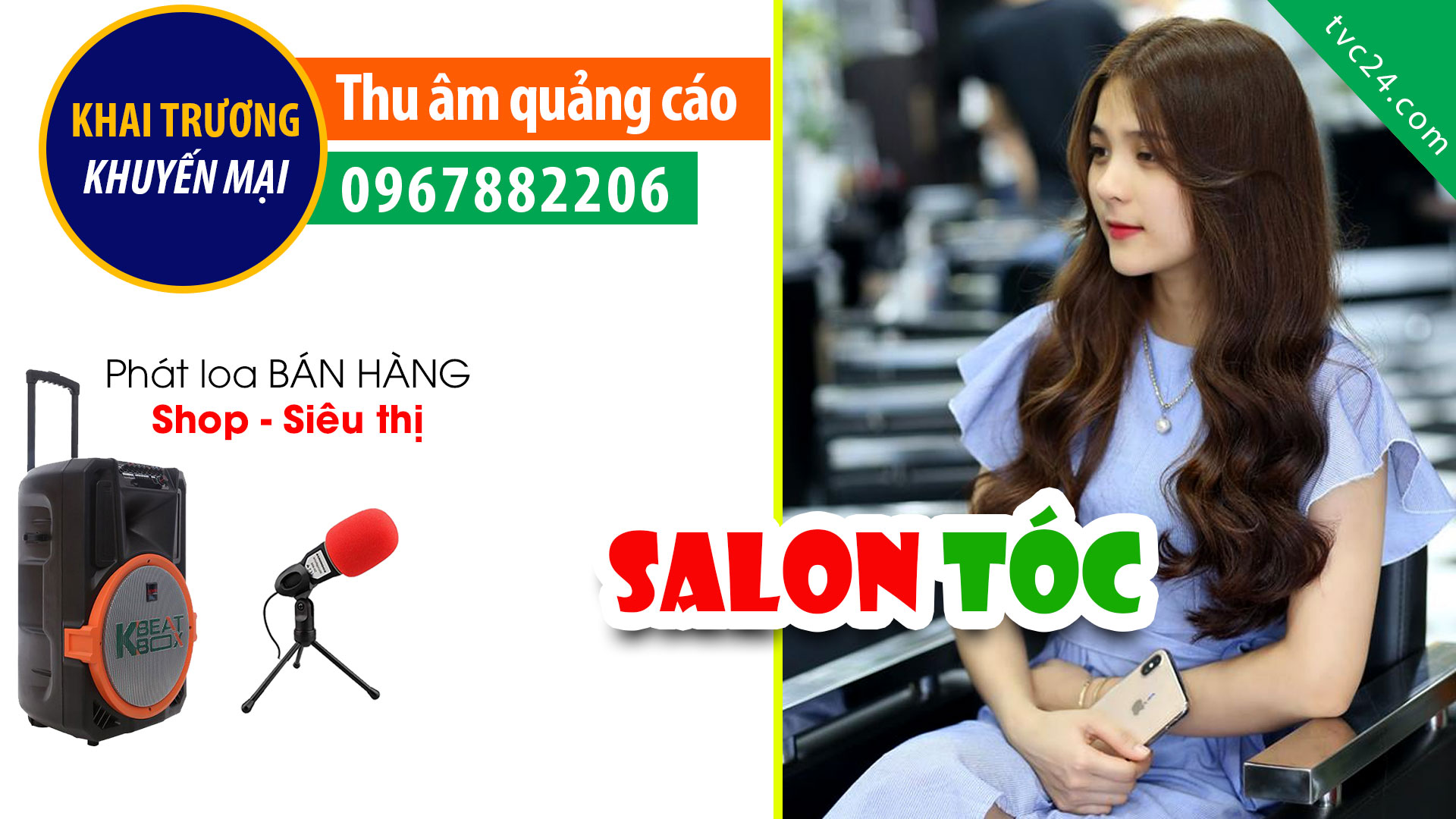 Thu âm QUẢNG CÁO Salon tóc Hoàng Hải KHUYẾN MẠI hấp dẫn