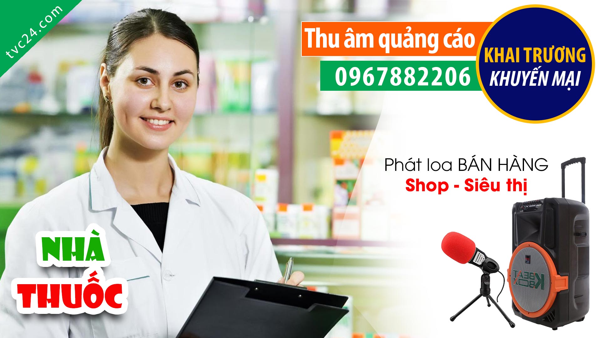 Thu âm khai trương Nhà thuốc Minh Hà TVC24 đọc quảng cáo