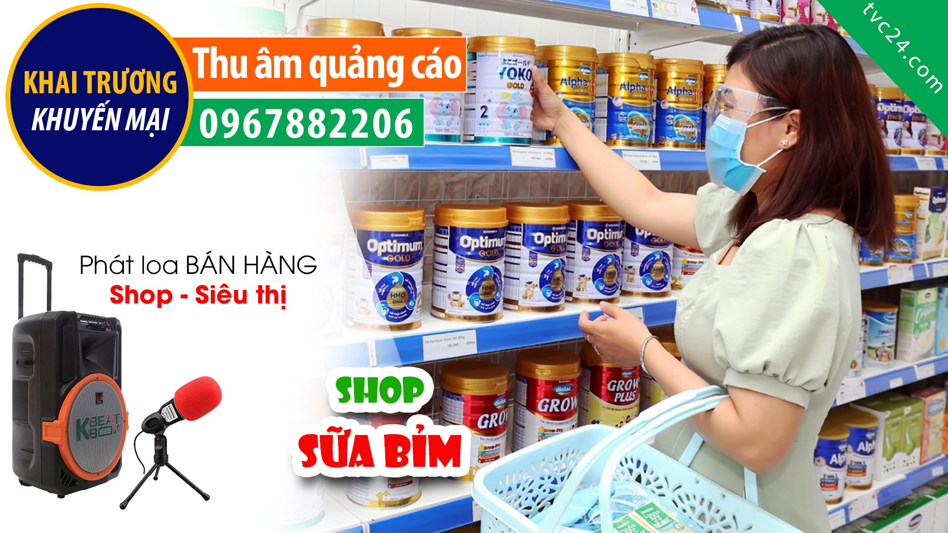 Thu âm quảng cáo siêu thị Linh Ngân TVC24 đọc Khai trương