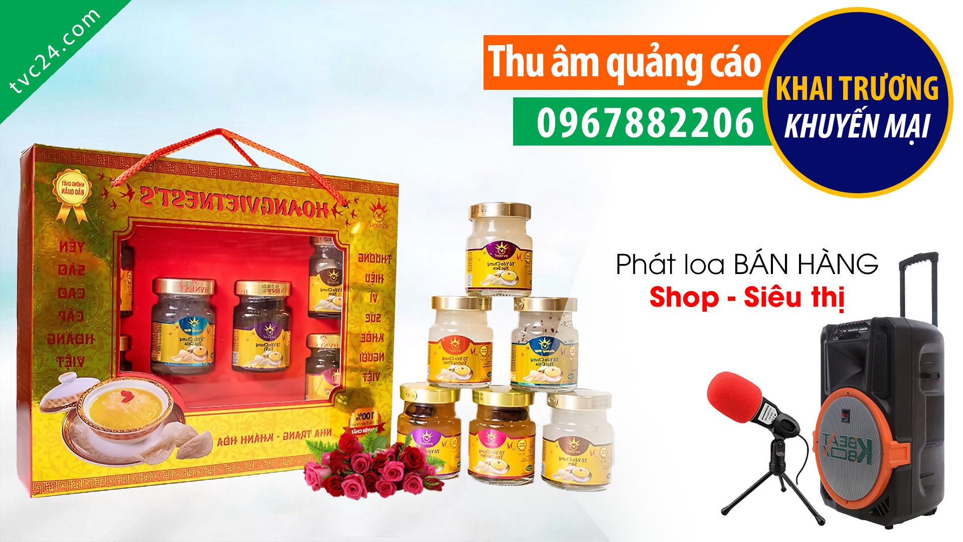 Thu âm quảng cáo Yến Sào Bình Hiền TVC24 đọc Khai trương