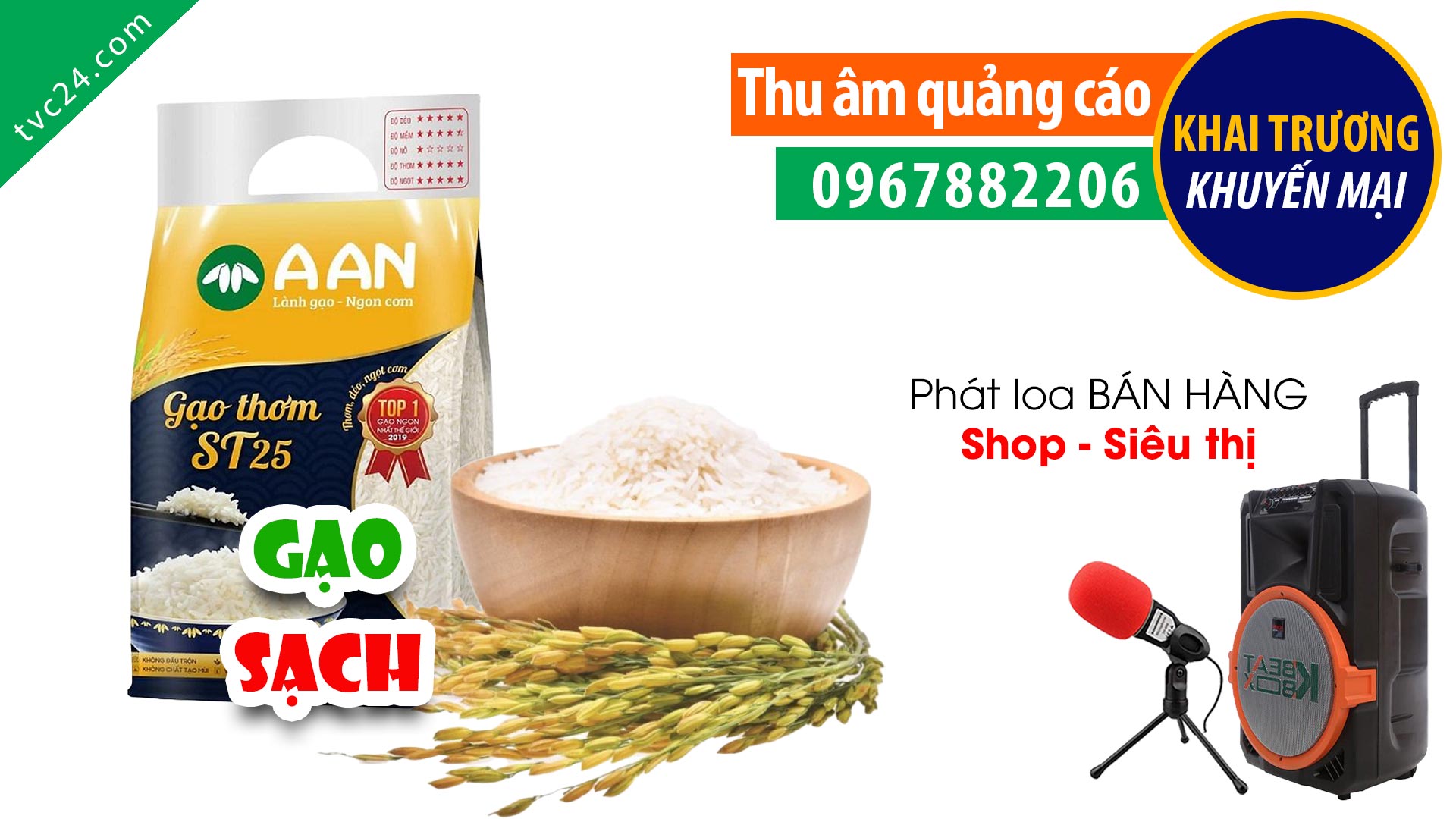 Thu âm quảng cáo cửa hàng bán Gạo sạch Tâm An MC đọc cực Hay