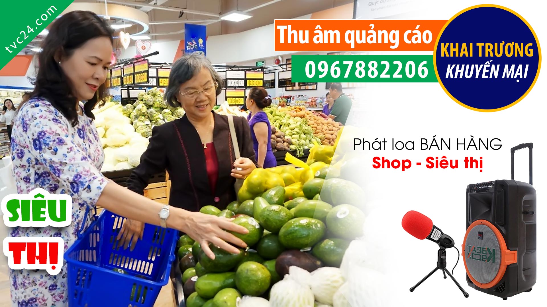 Thu âm khai trương siêu thị Long Châu Mart TVC24 đọc Quảng cáo