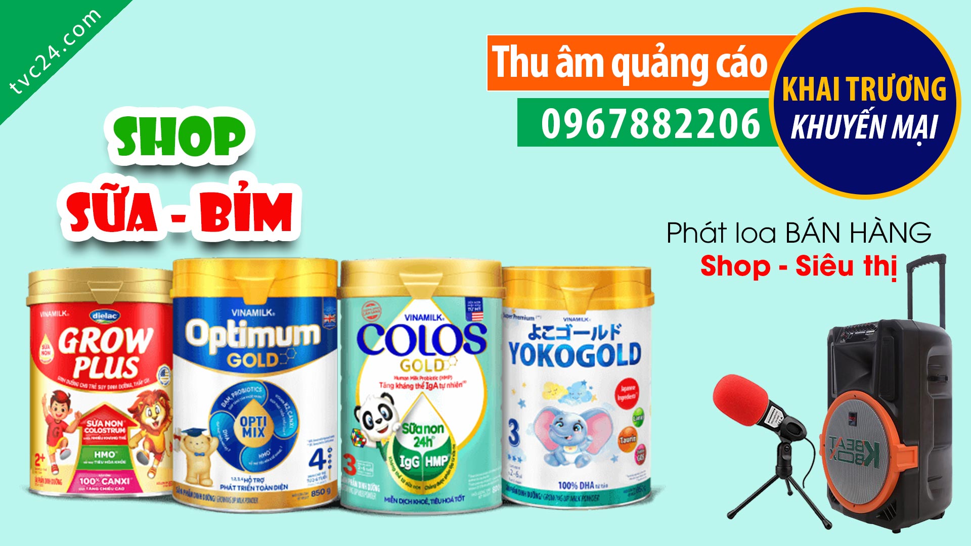 Thu âm quang cao sữa bỉm Ngọc Châu TVC24 đọc Khuyến mại